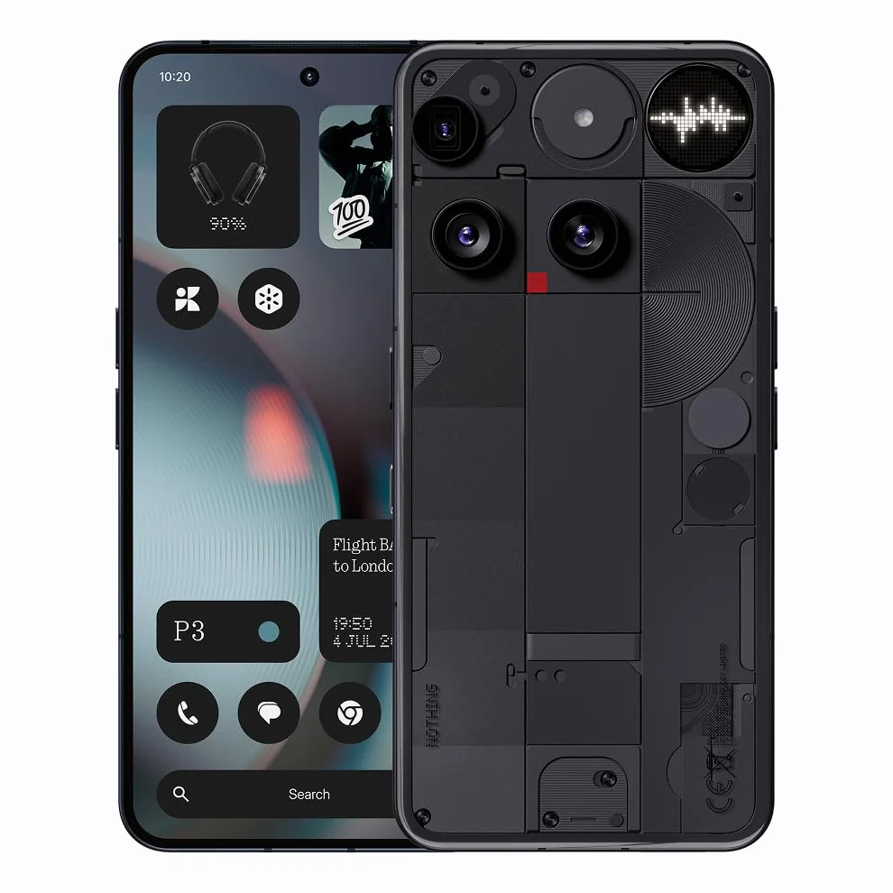 Nothing Phone (3) – Smartphone con tripla fotocamera posteriore da 50 MP, batteria al silicio-carbonio a lunga durata 24 ore, display AMOLED 6,67" 120Hz, Glyph Matrix, 16GB + 512GB – Nero