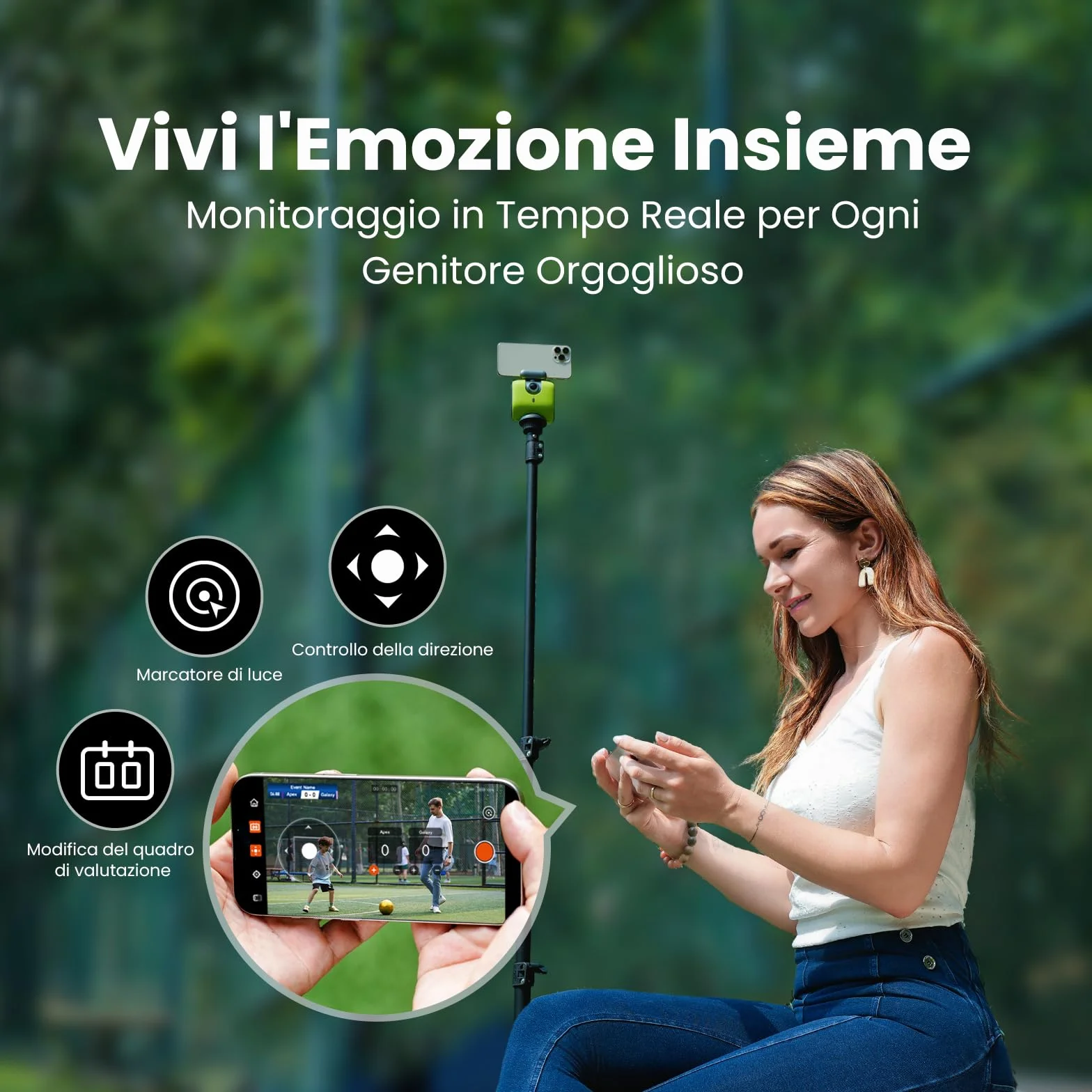 XbotGo Chameleon Action Cam 4K 60FPS - Monitoraggio Del Calcio E Registrazione Del Basket Per Gli Action Cam Per Sport Di Squadra, Live Streaming, Compatibile con iOS E Android (Grafite Lava)