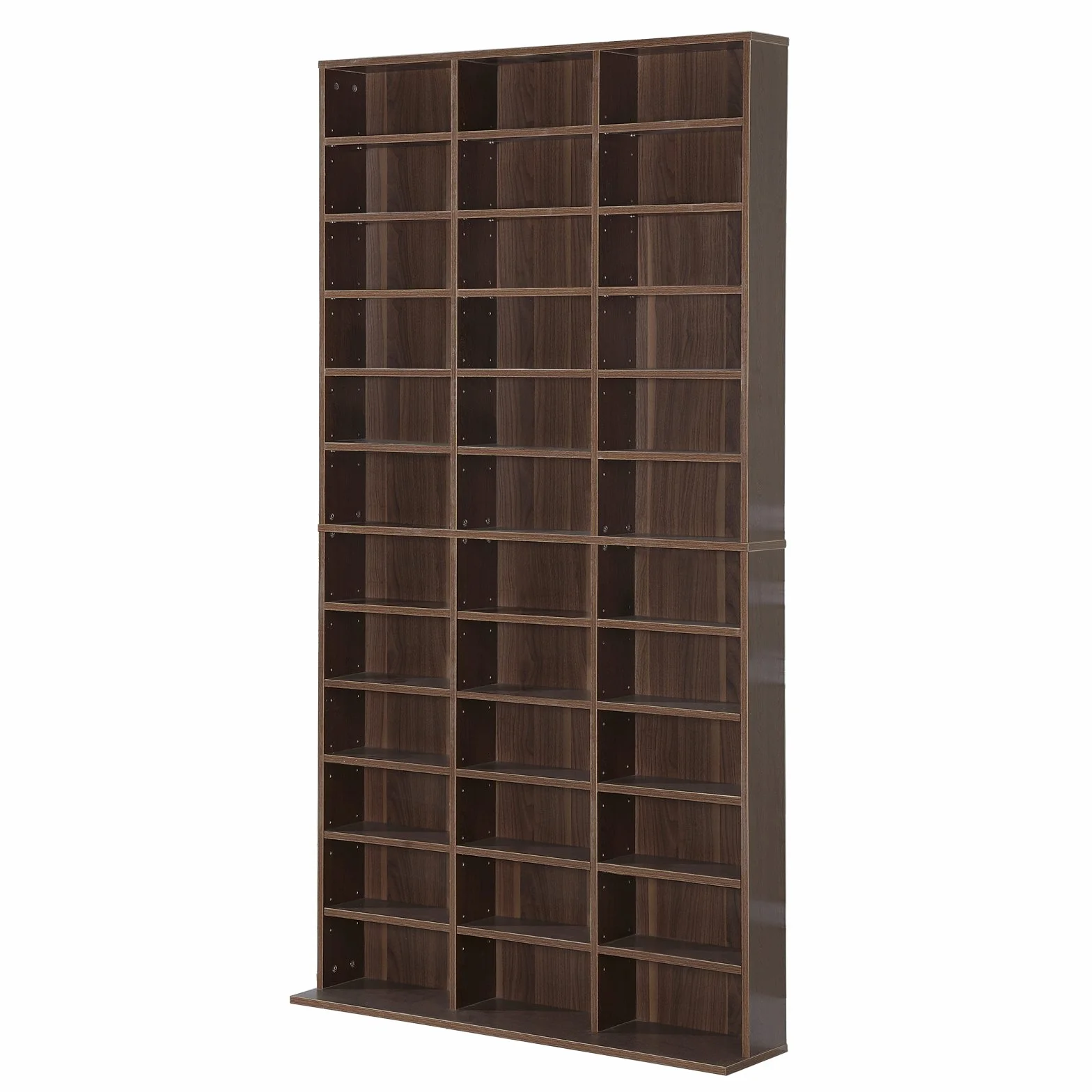 HOMCOM Mobile Porta CD con Ripiani Regolabili, Scaffale Porta 1116CD/528DVD Salvaspazio in Legno, Mobile Portacd con 36 Scomparti, per Soggiorno, Camera da Letto, Ufficio, 102x23.5x195 cm, Marrone