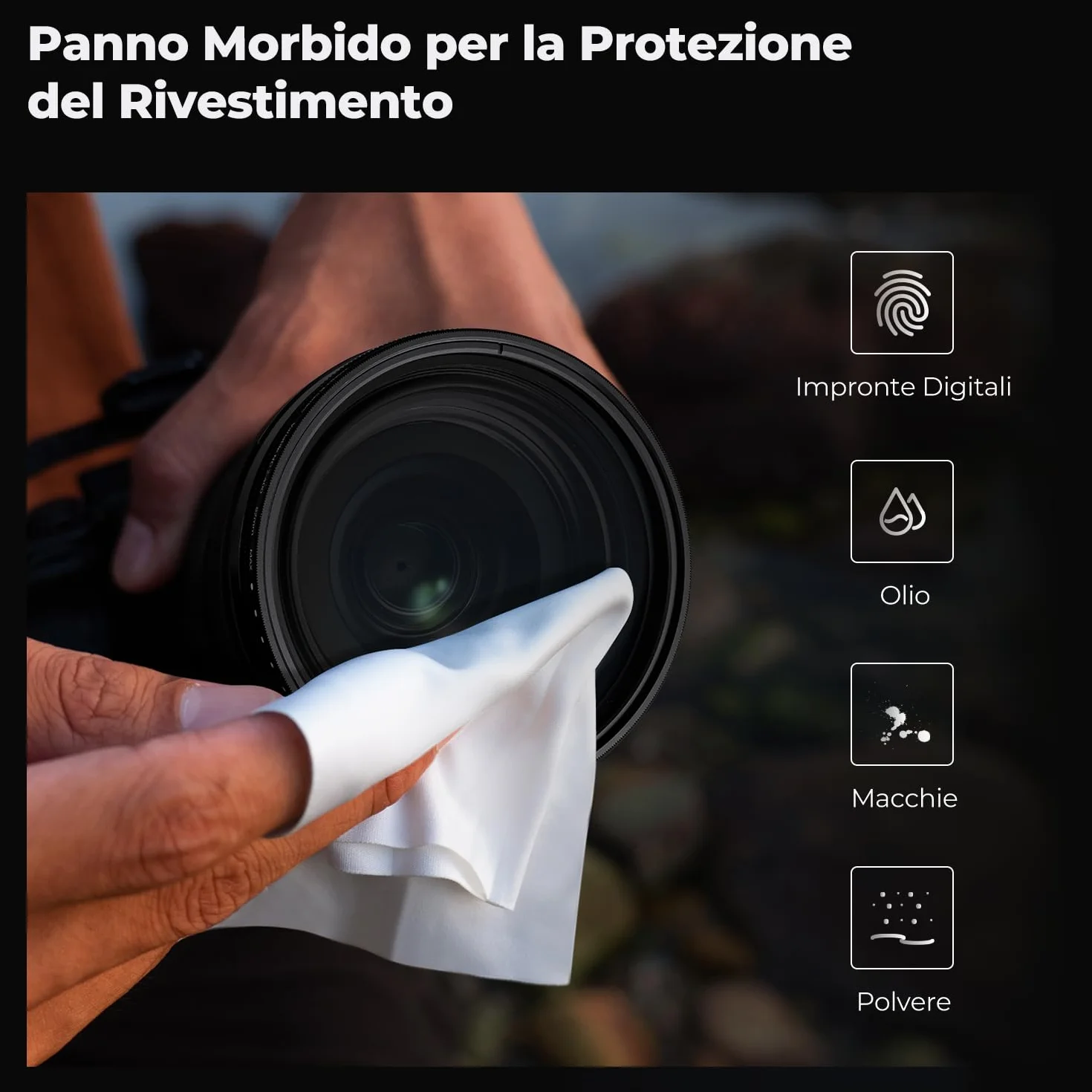 K&F CONCEPT Nano-Basic 58mm ND Filtro Variabile ND2-400 (1-9 Stops) Filtro ND Variabile in Vetro Ottico con 3 Pezzi di Panno per Pulizia