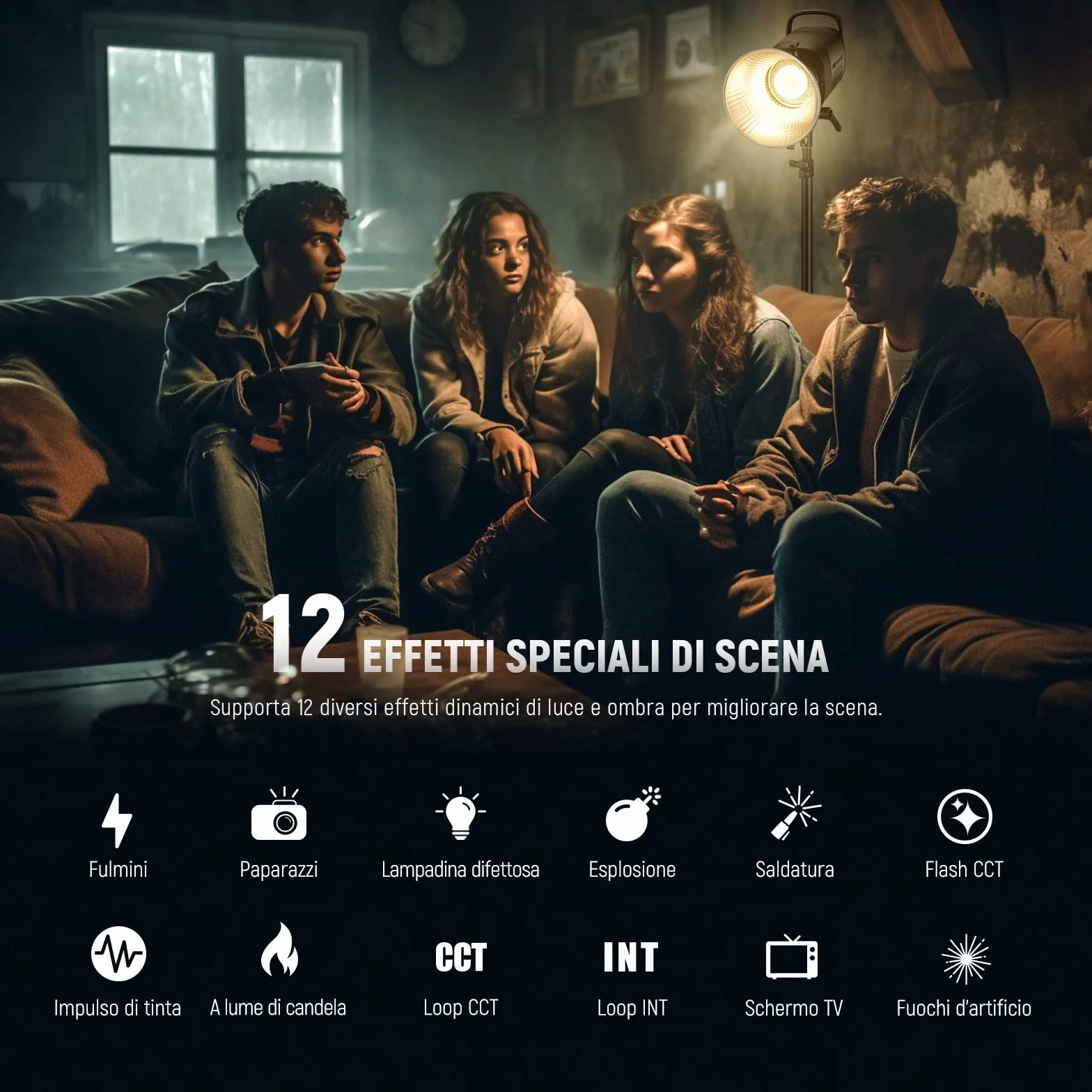 NEEWER CB60B 70W Luce Video LED con Controllo 2,4G/APP COB Bicolore Illuminazione Video Continua Attacco Bowens 2700K-6500K 34000Lux@1m/Modalità CCT/CRI97+/12 Scene per Studio Registrazione Fotografia