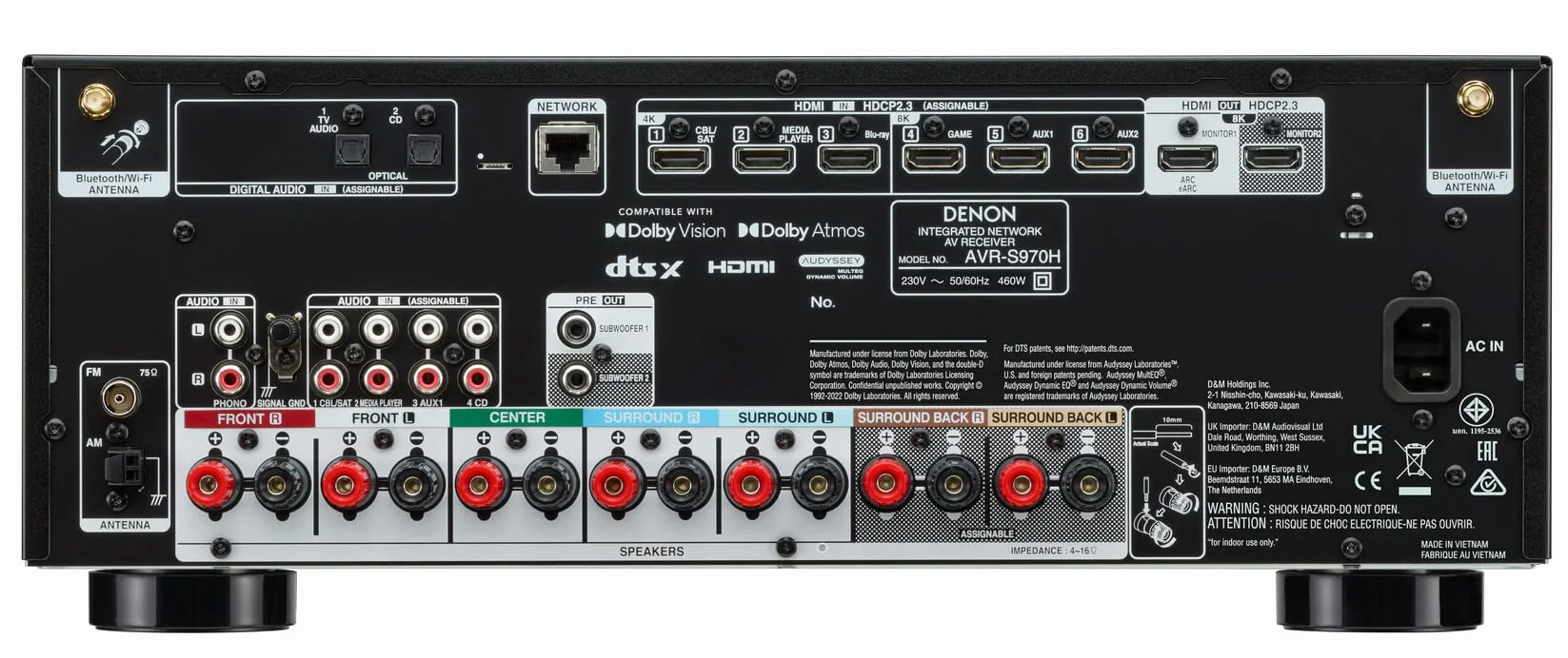 Denon AVR-S970H ricevitore AV 7.2 canali Dolby Atmos DTS:X 8K HDMI Bluetooth WLAN