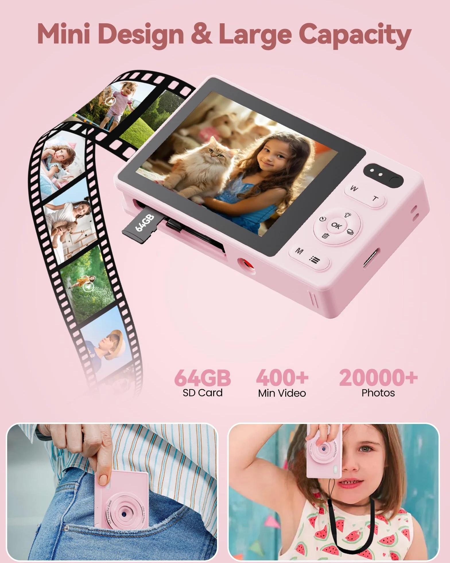 Macchina Fotografica Digitale Fotocamera con Scheda 64GB: 16X Zoom 48MP Videocamera Autofocus 1080P Vlog Camera 2 Batteria Fotocamera Compatta per Adolescenti Adulti