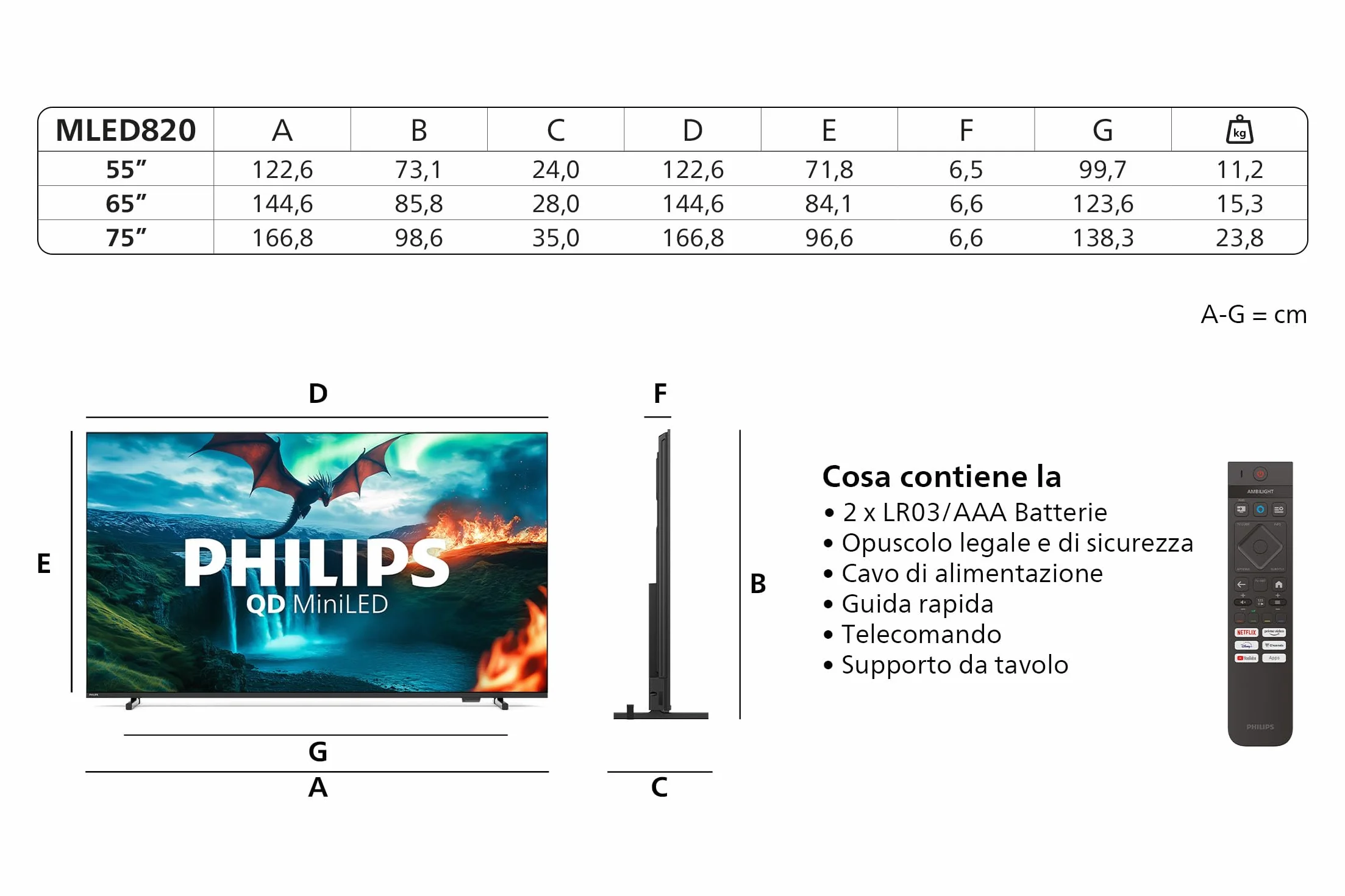Philips 75MLED820 Mini LED 4K Smart TV 75'' P5 Perfect Picture Ultra HD Titan OS Dolby Vision Atmos