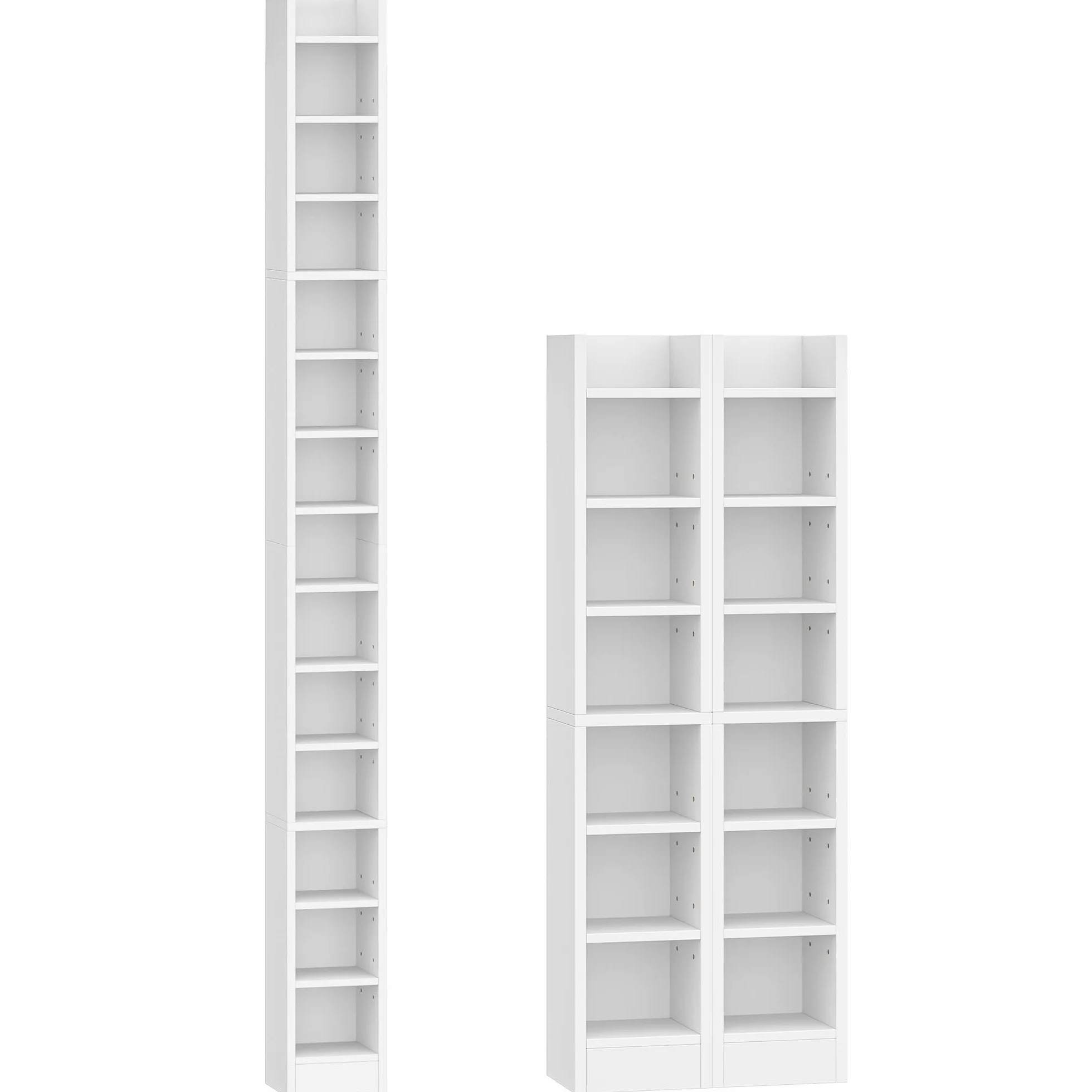 Hzuaneri Porta CD DVD a Colonna, 272 CD, 14 Ripiani Regolabili, Supporto di Archiviazione, 17 x 20 x 213 cm, Mobile Libreria Alto Salvaspazio per Soggiorno, Studio, Bianco CR21403XV1