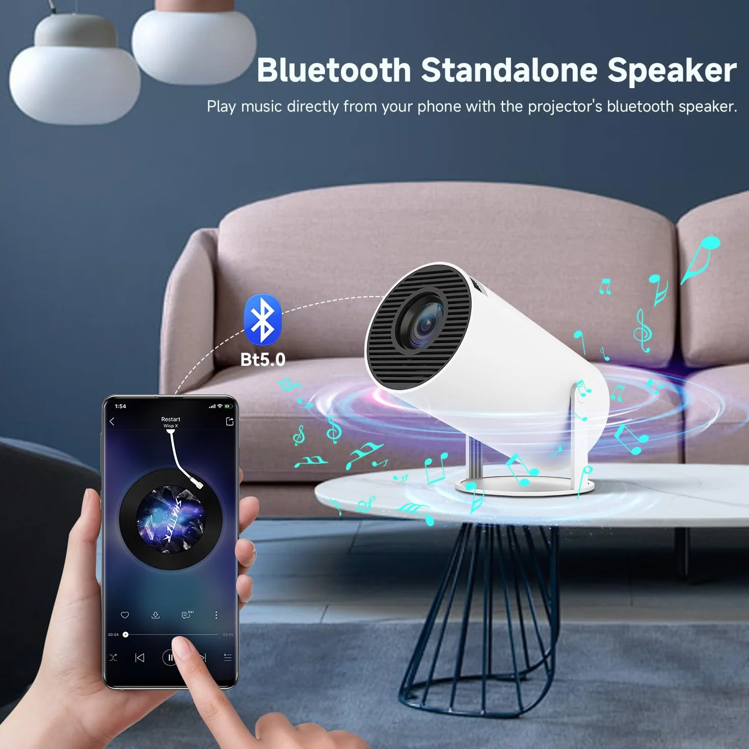 Mini Proiettore Bluetooth WiFi 4K 1080P Portatile 180° Rotazione per Interno Esterno HDMI TV Stick Laptop