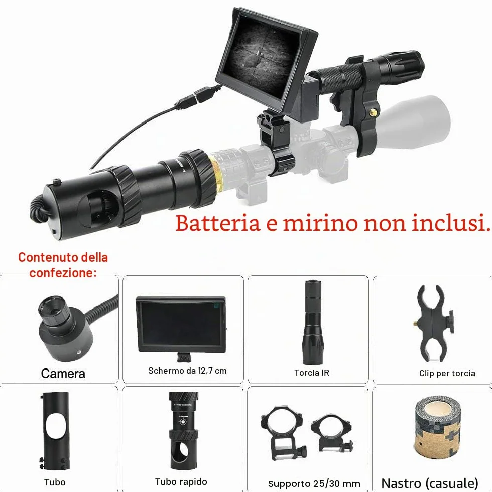 JASHKE Dispositivo di Visione Notturna del Telescopio per Cannocchiale da Puntamento con Telecamera Notturna da Caccia e Display da 5 Pollici [ 5a generazione ]