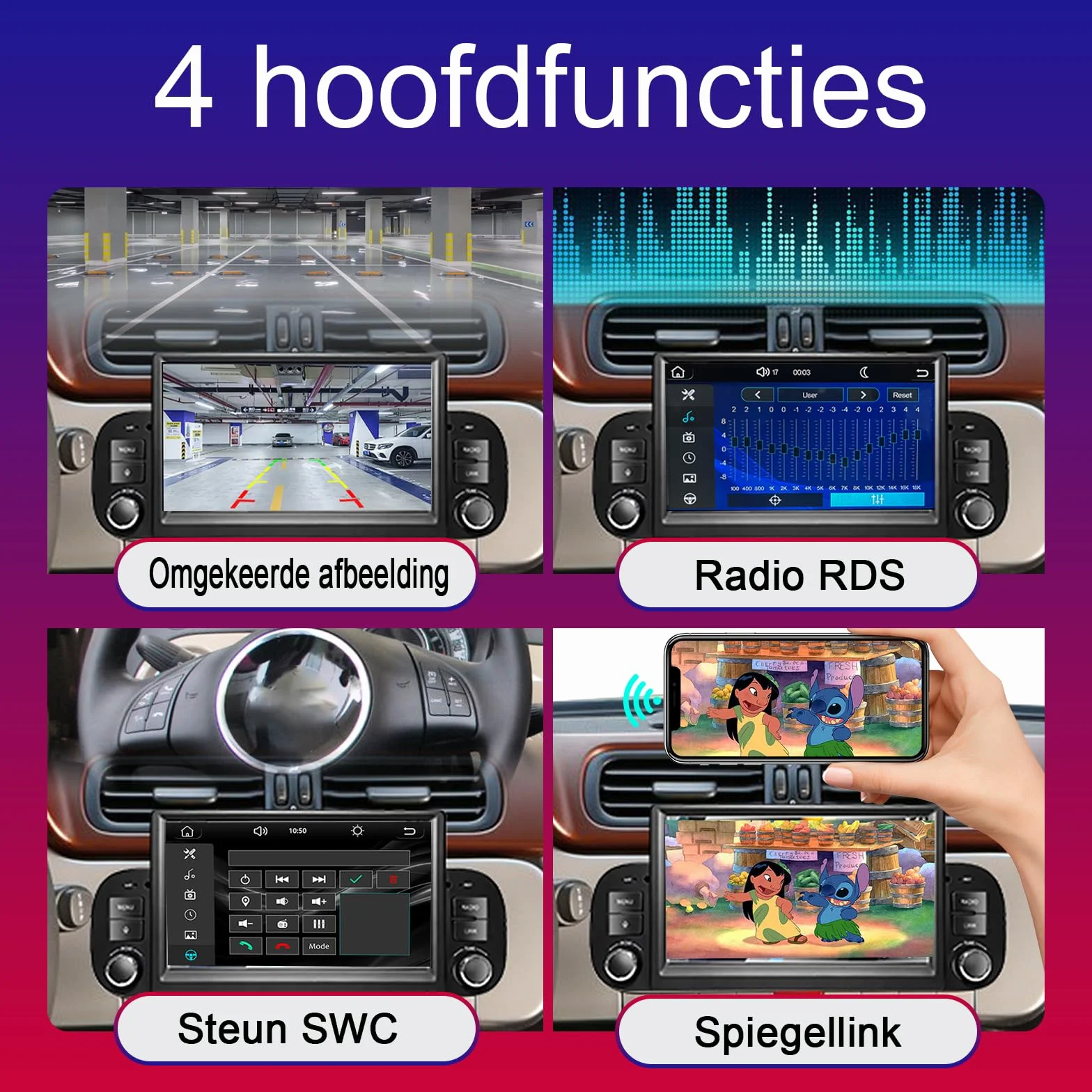 Autoradio per Fiat Panda 2013-2020 Compatibile Wireless Carplay/Android Auto, Fiat Panda Radio da 7 pollici con Touchscreen/Bluetooth/FM/AM/USB/DSP/RDS/Mirror Link