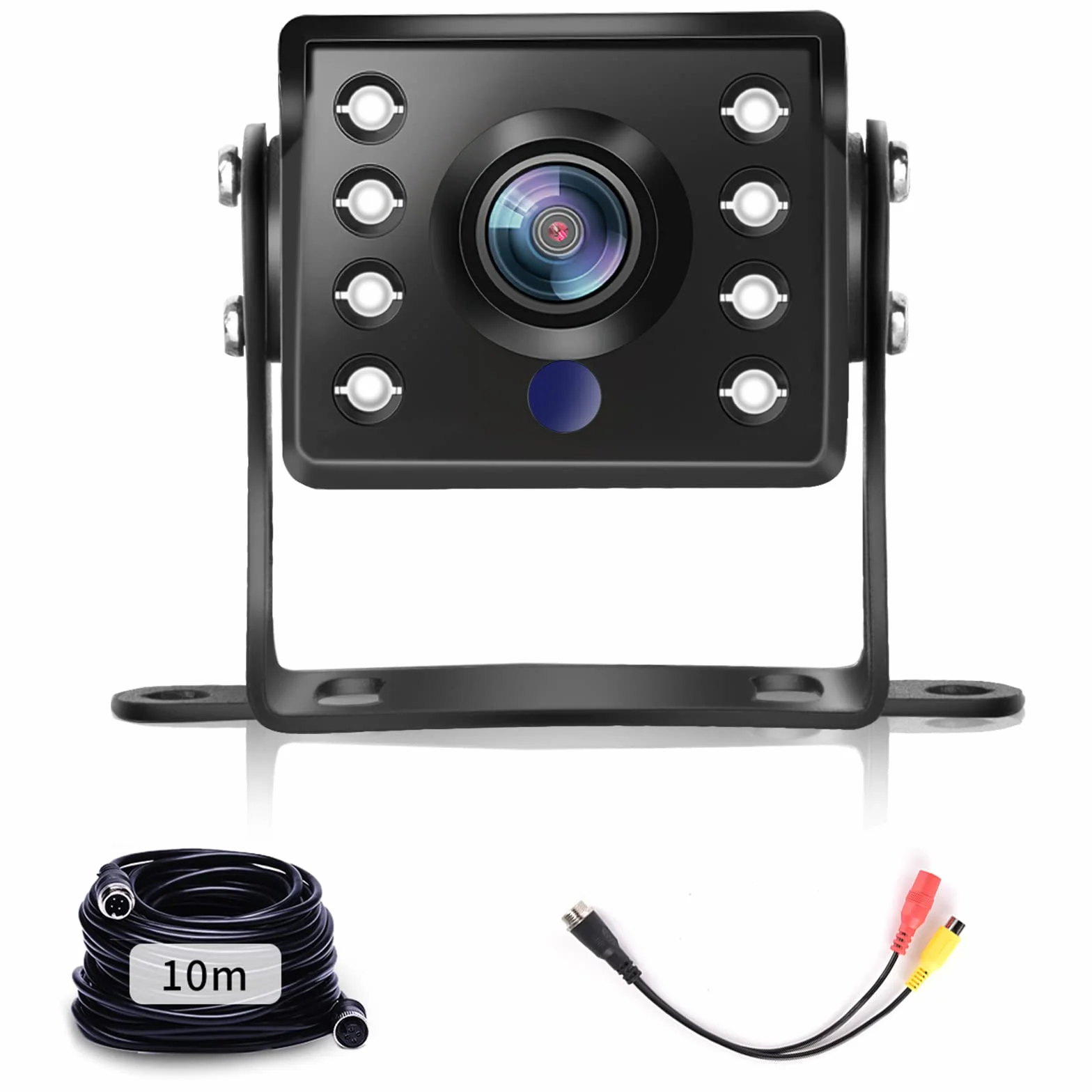 Hodozzy AHD & CVBS Telecamera Posteriore 4 Pin Cavo Connettore RCA, IP69 Impermeabile Telecamera di Retromarcia 18 IR Visione Notturna Telecamera di Backup per Auto 12V Telecamera + 10 Metri di Cavo