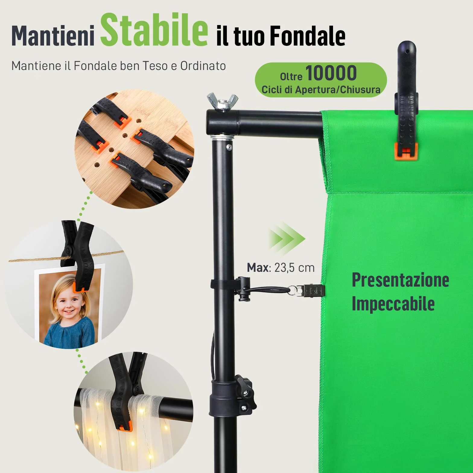 Set Supporto Fondale Fotografico 3x2m – Struttura Portatile Regolabile con Borsa per Studio, Matrimonio, Feste e Video YouTube