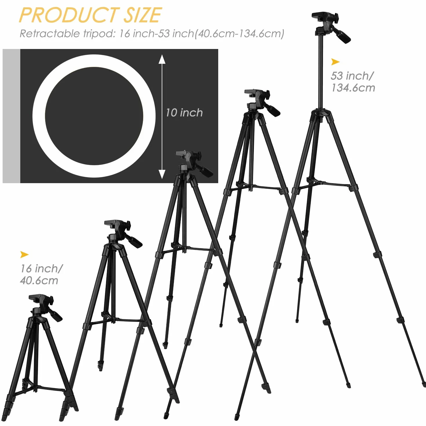 10" Ring Light, Luce Per Selfie Telecomando con Trepiedi per Cellulari, 3000k-5600k 3 Modalità e 10 Luminosità, Luce ad Anello USB per Tik Tok/Youtube/Trucco/Selfi