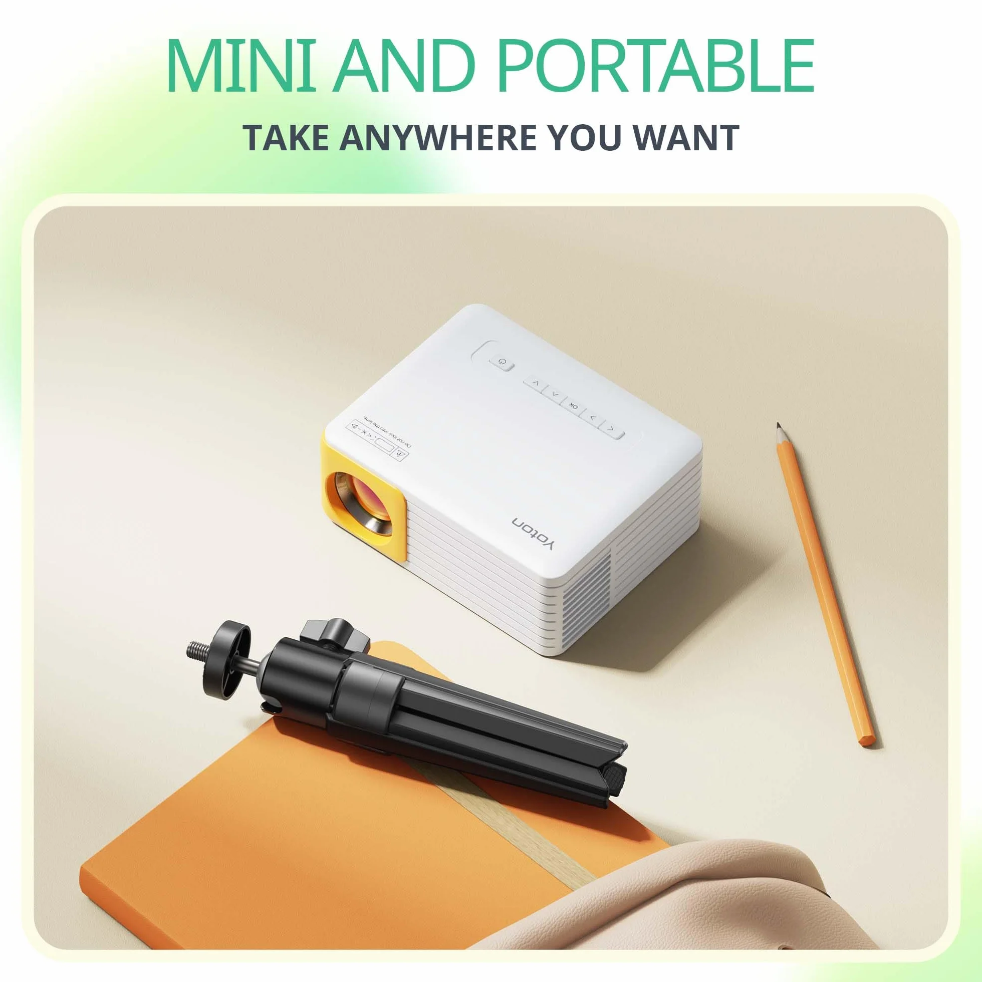 YOTON Treppiede - Testa a sfera girevole a 360° per mini proiettore portatile e fotocamera
