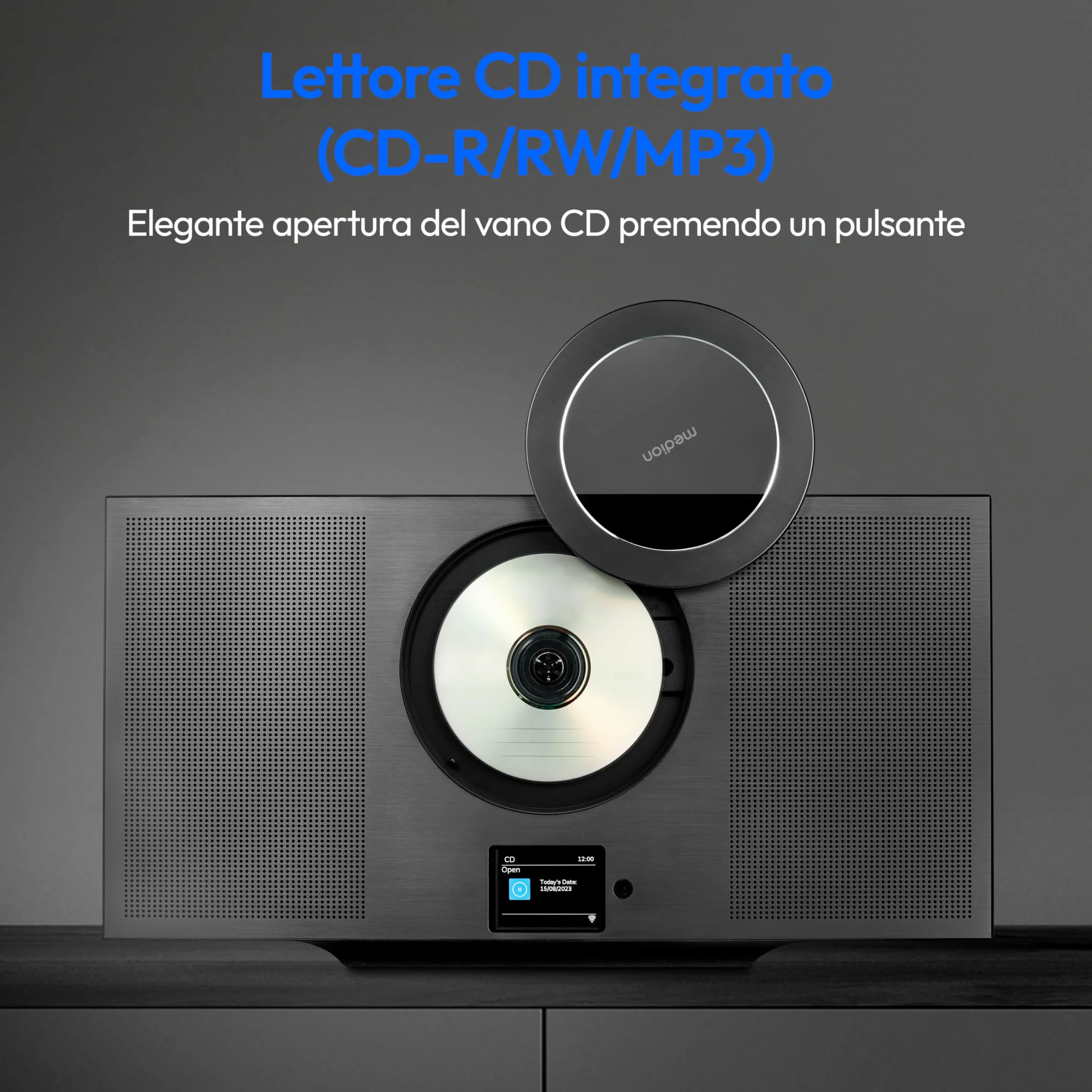 MEDION Radio Internet con lettore CD WLAN DAB+ Spotify Connect FM MP3 USB Bluetooth display a colori sistema compatto verticale