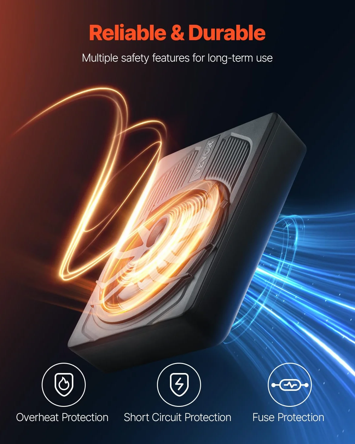 VEVOR Subwoofer per Auto Sotto Sedile, Subwoofer Auto Sottile Sistema Audio a Basso Profilo con Luce Blu, Amplificatore Integrato, Ingresso Livello Alto Basso Regolatore del Volume, 254 mm e 440 W