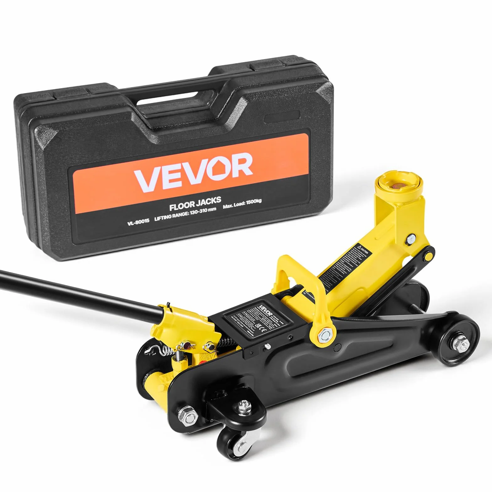 VEVOR Cric da Pavimento a Basso Profilo 1,5 t, Sollevatore Idraulico in Acciaio per Auto Sportive, Berline