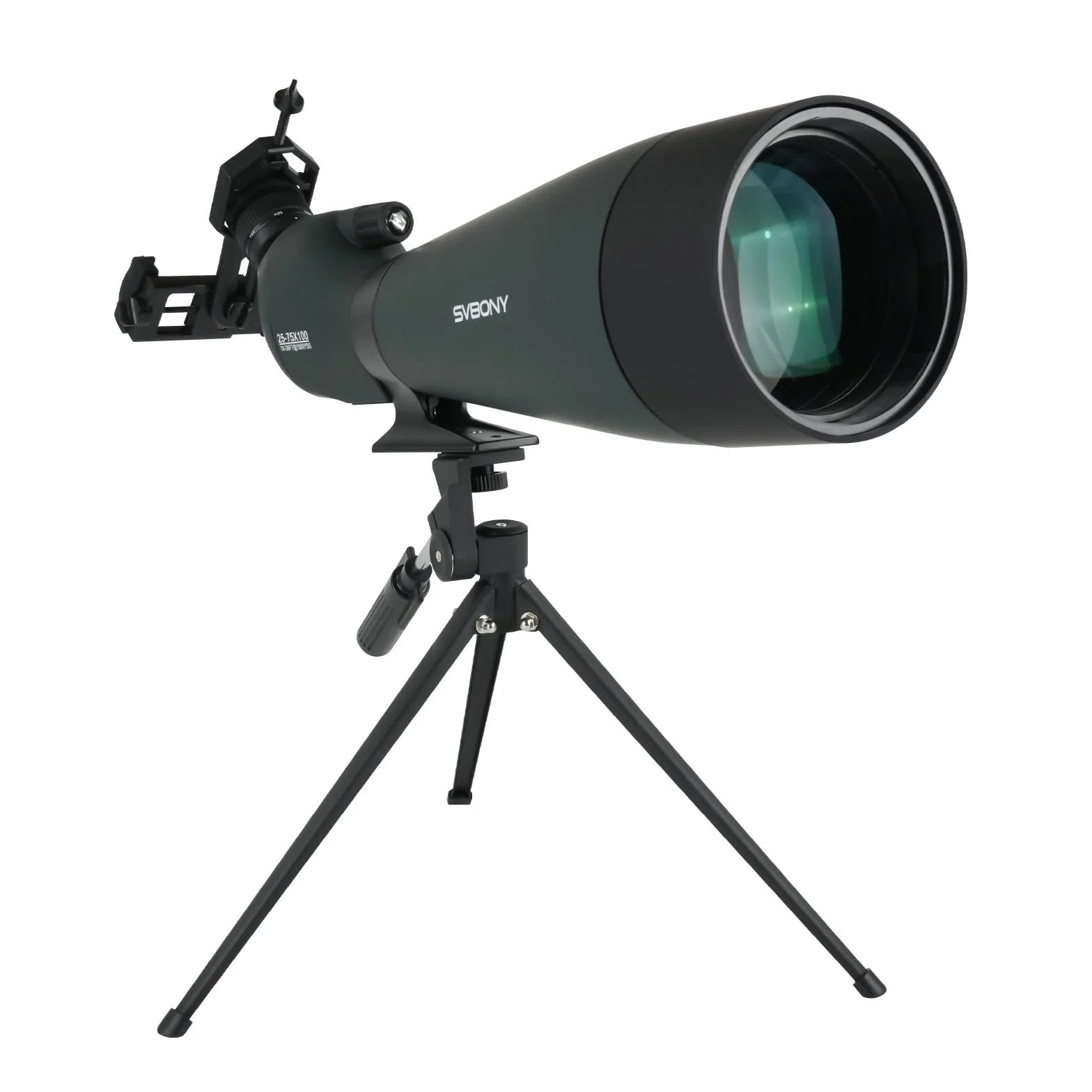 Svbony SV28 25-75x100mm Cannocchiale con Treppiede, Ampio Campo Visivo Immagini Luminose e Chiare, HD Bak4 FMC Telescopio Spotting Scope con Adattatore, per Tiro Bersaglio Osservazione degli Uccelli
