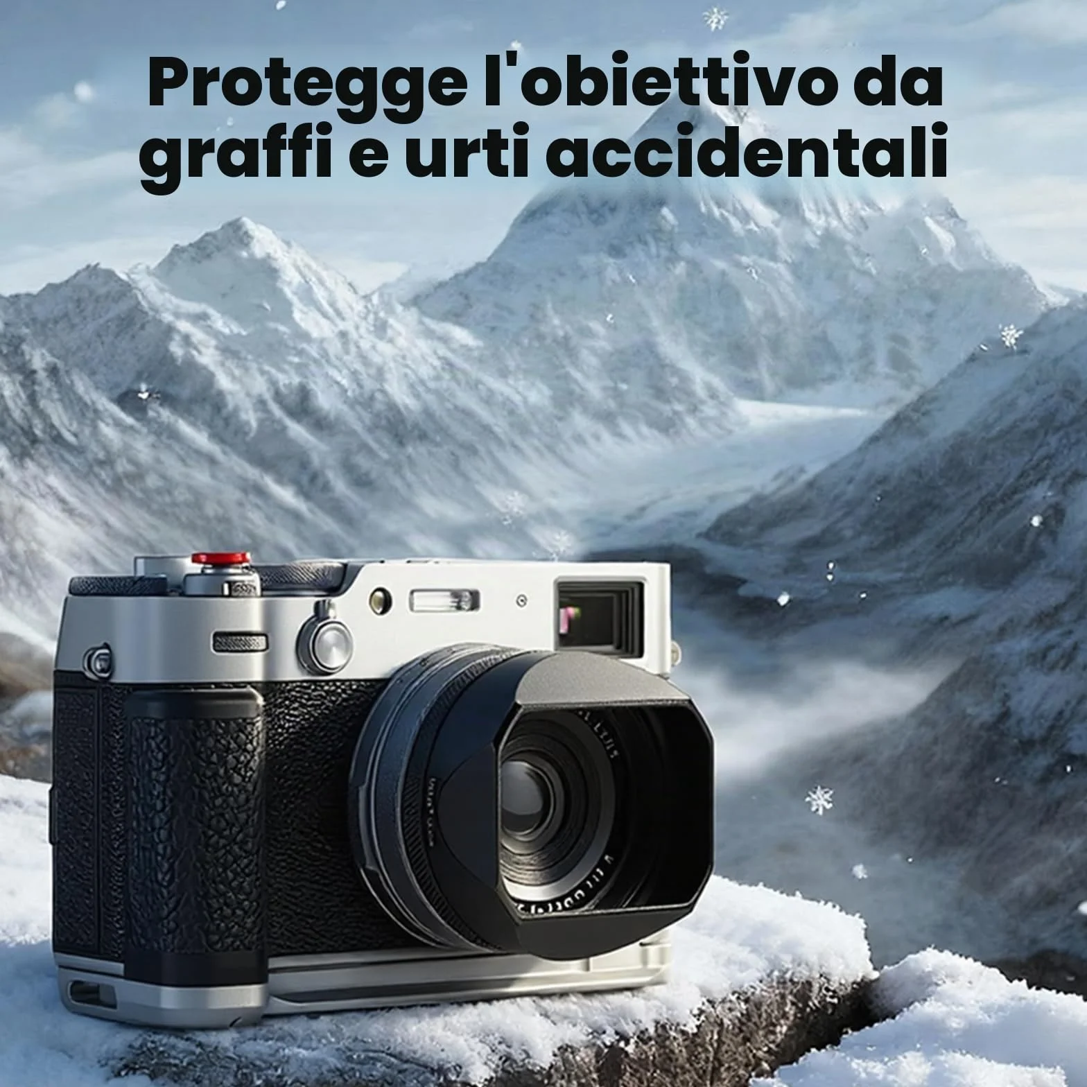 Haoge LH-X54B - Paraluce quadrato in metallo con anello adattatore da 49 mm, per fotocamera Fujifilm Fuji X100V, colore: Nero
