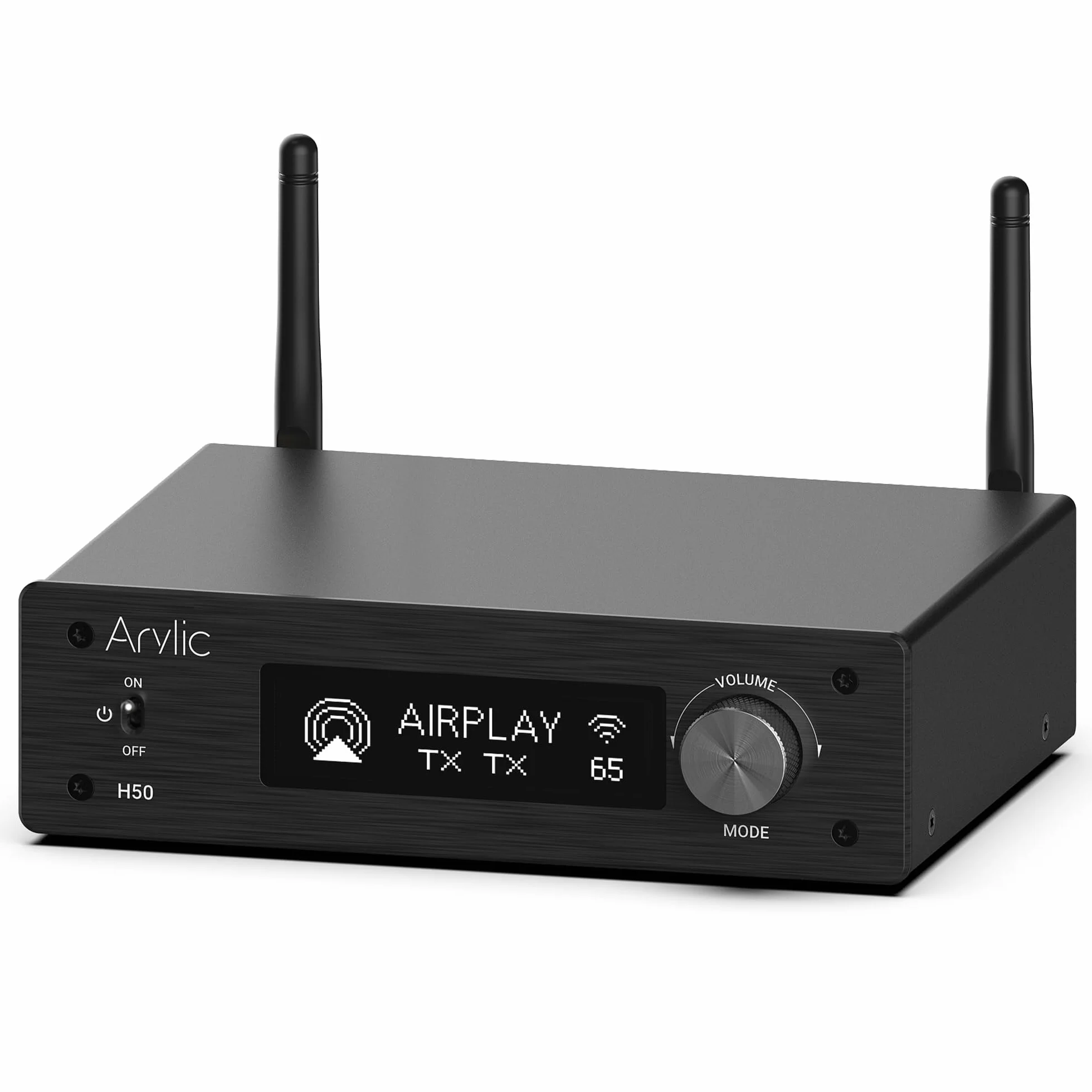 Arylic Amplifier WiFi H50 Hi-Fi Multiroom con Bluetooth aptX HD, HDMI ARC, Airplay 2 & Spotify Streaming. Supporta trasmissione musicale HD 192 Khz/24 bits. Amplificatore 50 W x 2.