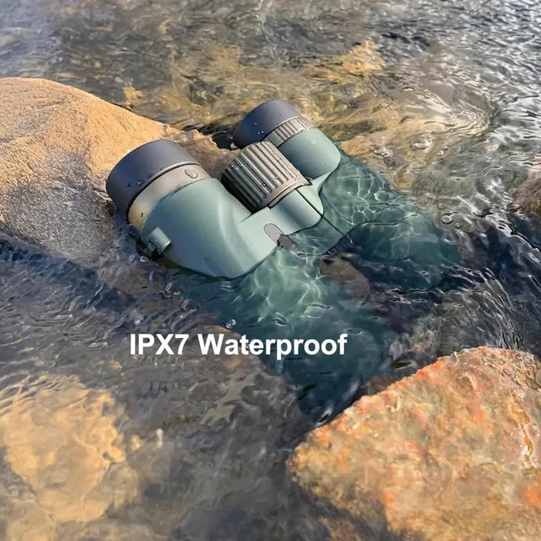 Warmax Fernglas 12x42 Wasserdicht Talon HD Fernglas Mit Entfernungsmesser & Nachtsicht, HD Feldstecher Ferngläser Mit Bak4 Prisma FMC Objektiv (Grün-A)