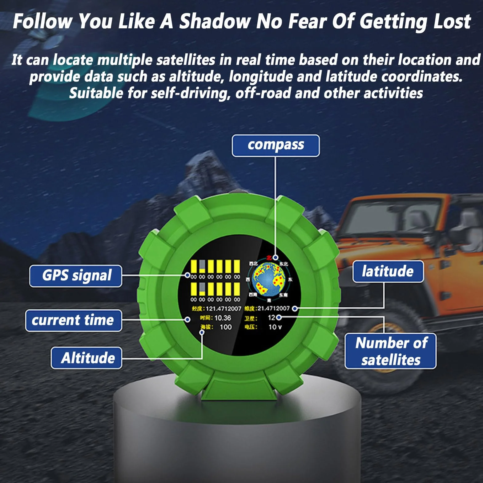 Head Up Display GPS Per Auto Universale, Bilanciatore Di Pendenza Del Livello Dell'auto, Velocità, Altimetro, Bussola, Ora, Strumento Per Auto Con Display HD Di Tensione