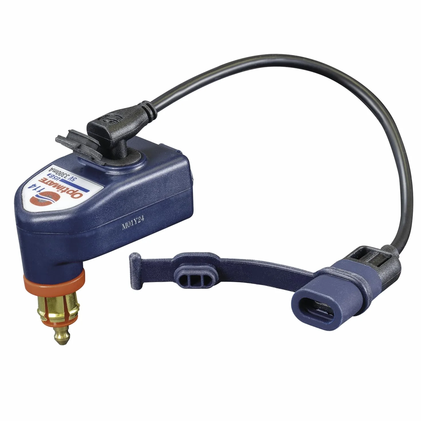 Optimate O-114 Caricatore, 3300 mA, doppia uscita, resistente alle intemperie, USB-A e C, con spina per bici