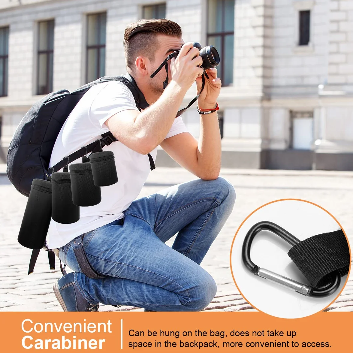 Arvok Custodia per Obiettivo Fotocamera, 4 Custodia Resistente all'Acqua per Obiettivo Fotocamera DSLR, Borsa per Obiettivo per Tamron, Sigma, Pentax, Sony, Fuji, Panasonic