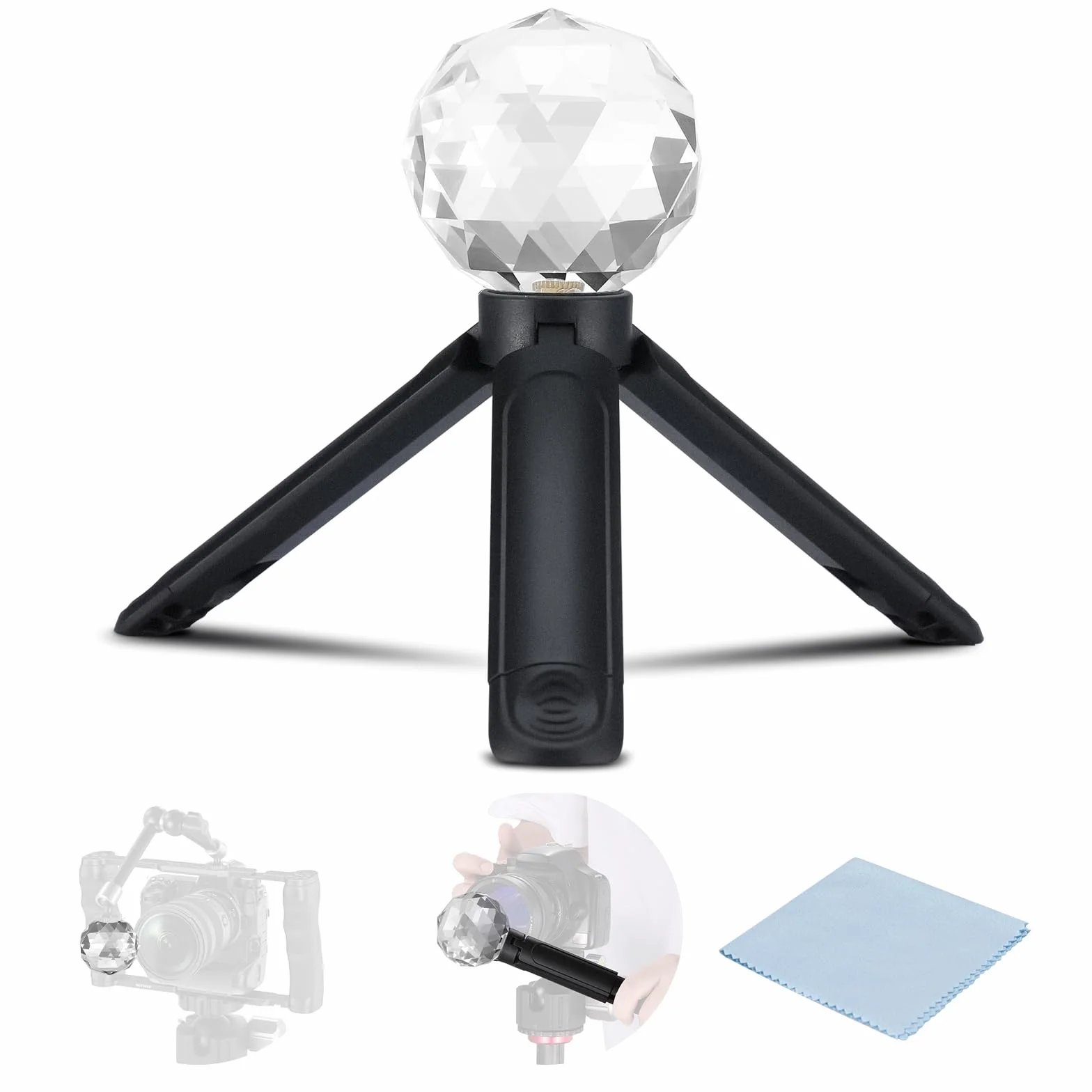 NEEWER 60mm Sfera Fotografica di Prisma Cristallo con Filettatura 1/4", Stand da Tavolo e Panno per Pulizia, Filtro Sferico di Effetto Prisma Arcobaleno in Vetro Ottico K9 per Fotografia, Fisica,CY001