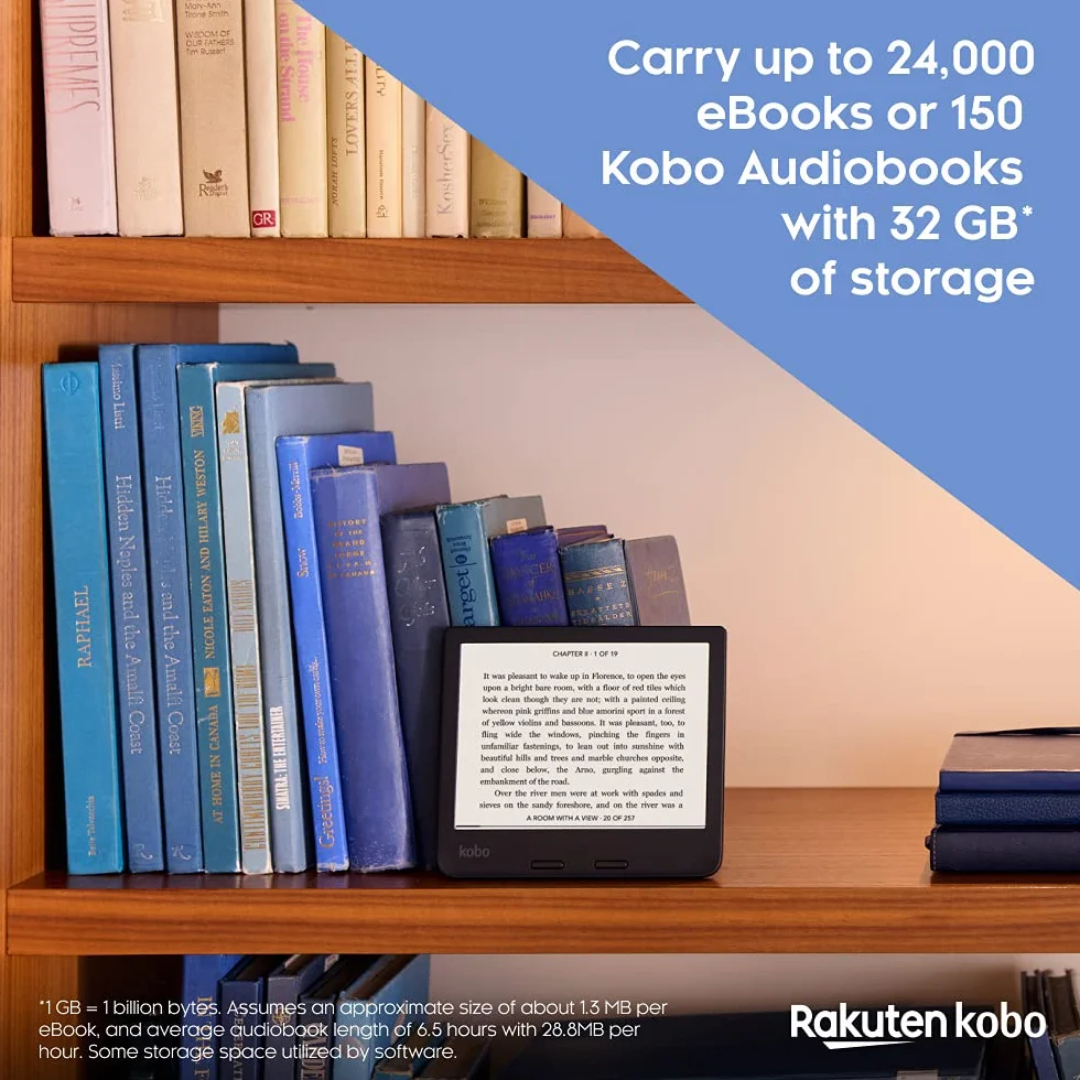 Kobo Libra 2 | eReader | Touchscreen impermeabile da 7" | Antiriflesso | Luminosità e temperatura colore regolabili | Riduzione luce blu | eBook | WiFi | 32 GB | Tecnologia Carta E Ink (Nero)