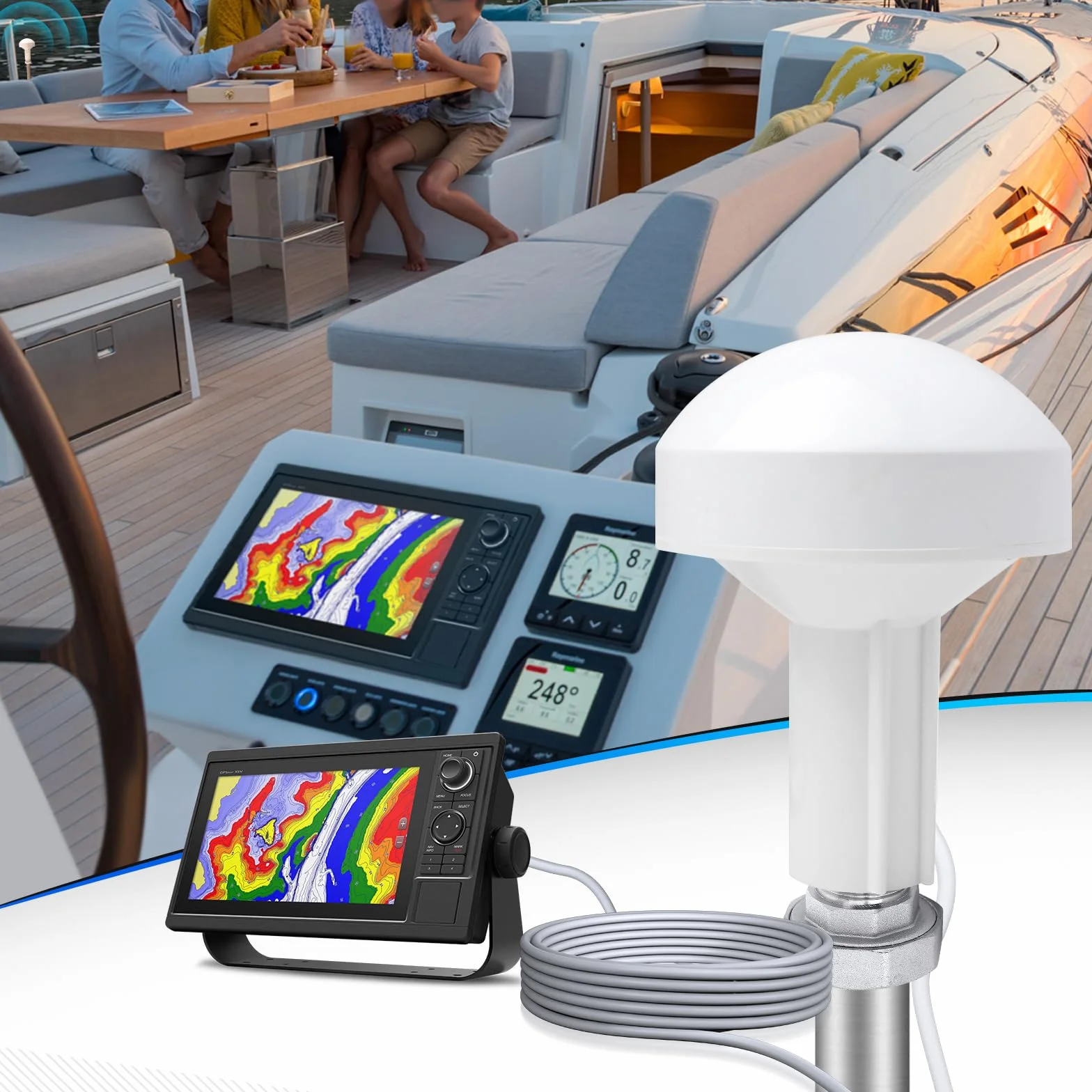 Bingfu Antenna GPS Barca Marino Funghetto BNC e TNC 5m Compatibile con Garmin GPSMAP MAP NavTalk StreetPilot Furuno Matsutec Trimble Ecoscandaglio Trasduttore Unità Ricevitore Modem GPS