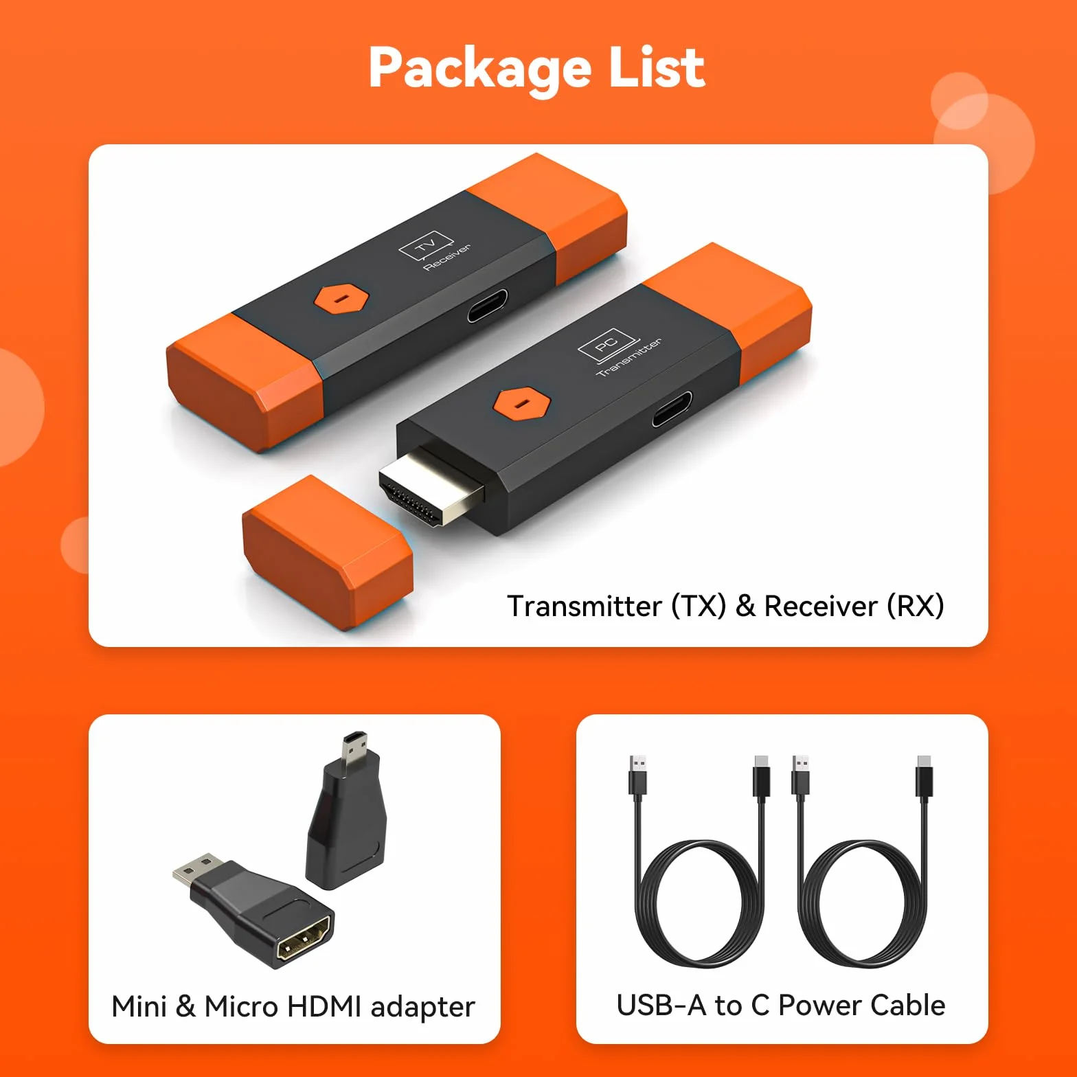 Trasmettitore & Ricevitore HDMI Wireless 4K – 5.8G Doppia Banda, 150 m, Multi Display (1 RX), LED, Plug & Play, Ingresso 4K Uscita 1080p con EDID (1pcs)