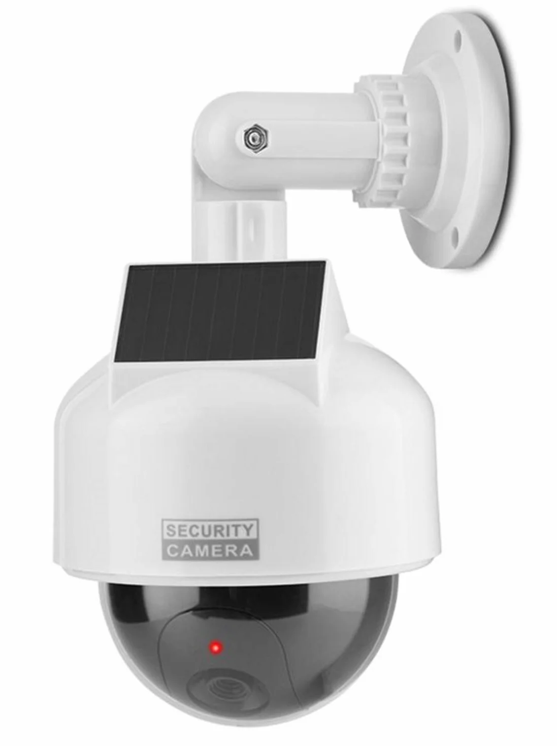 O&W Security Dome Telecamera di sorveglianza solare finta per esterni con LED rossa