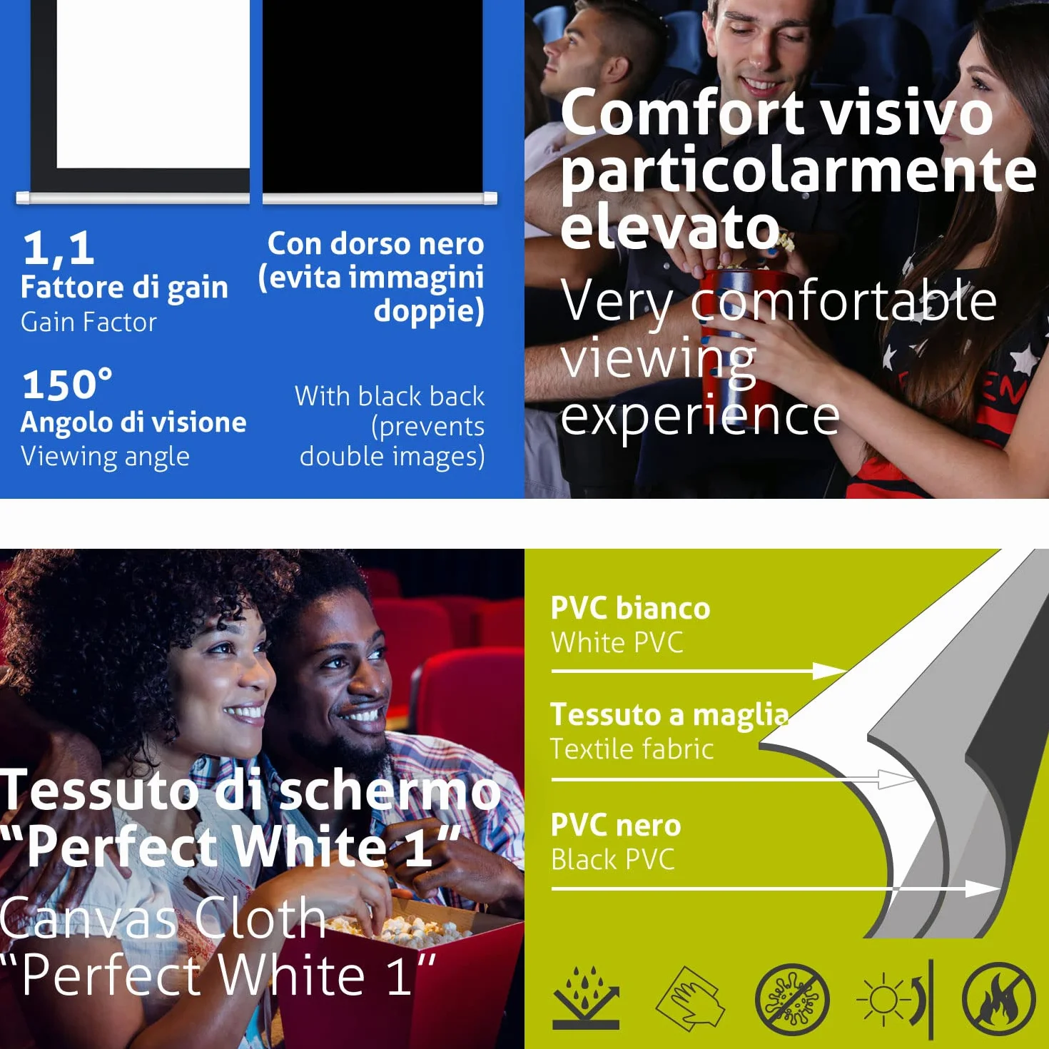 ESMART Economia EXR Schermo di rollo manuale 240 x 135 cm (108 ") | Formato 16: 9 | Schermo per proiezione proiettore home cinema Schermo per tende a rullo LCD LED