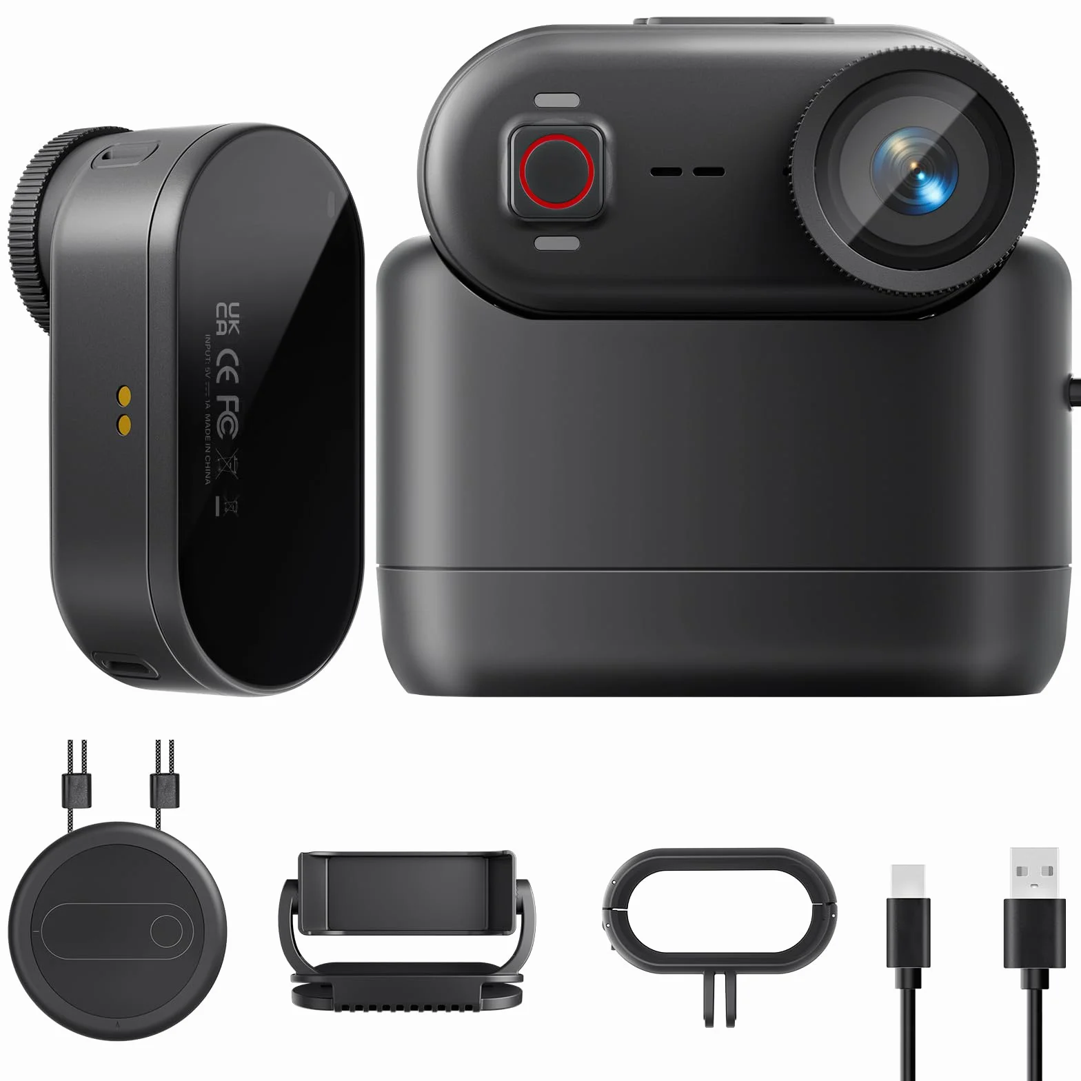 Cam 4K30fps per vlogging, POV a mani libere, EIS stabilizzazione 64GB mini action cam, 10m impermeabile telecamera, batteria 260 min, fotocamera portatile per vlog, viaggi, montala ovunque (64, GB)