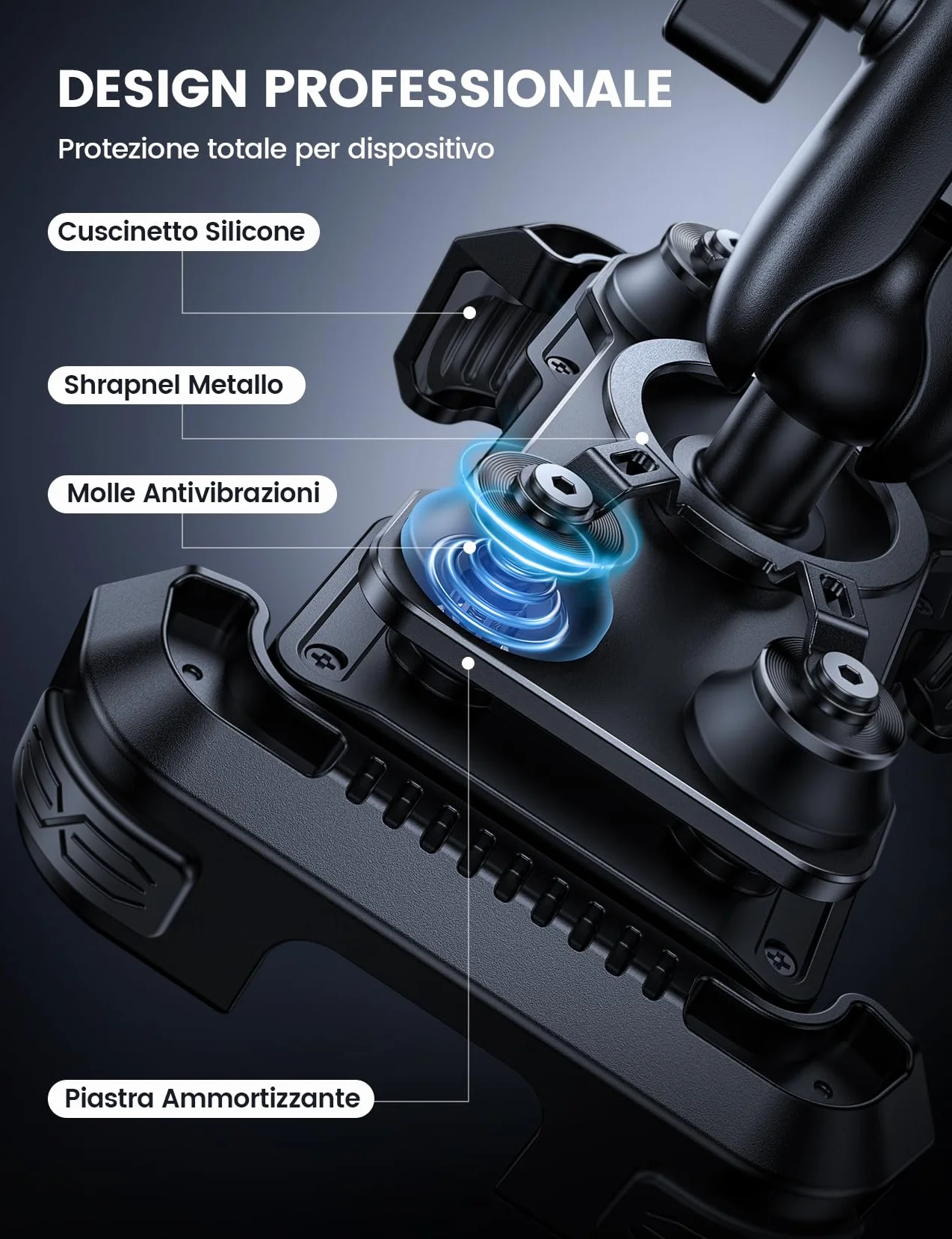 Lamicall Supporto Telefono Moto Antifurto Doppio Antivibrazione Braccio Estensione Metallo, Porta Telefono Bici, 2 x 360° Girevole Supporto Manubrio per iPhone 17 16 15 14 e 4,7-6,7" Smartphone