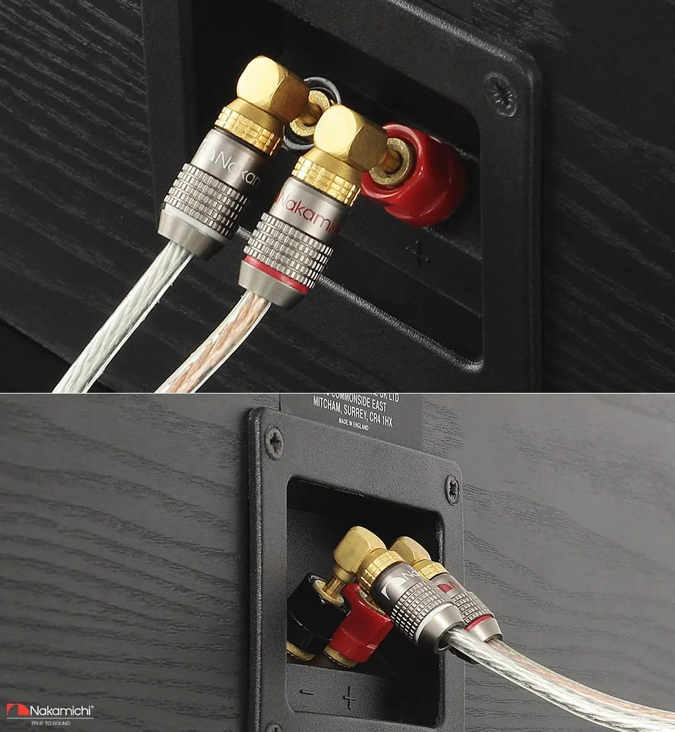 Nakamichi FanLock Excel Connettore a angolo retto banana placcato oro 24 carati 10 AWG - 18 AWG spessore 4 mm 10 pezzi