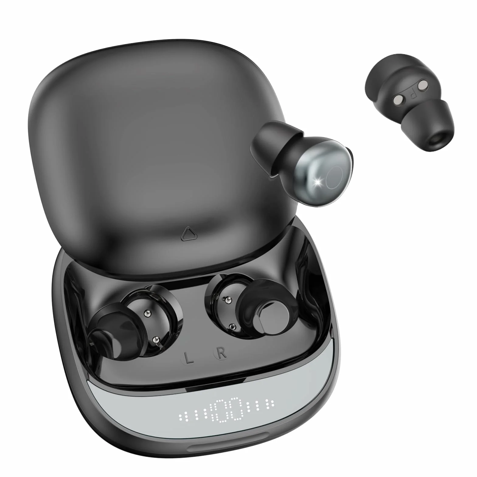 Cuffie Bluetooth, Cuffie per Dormire sul Fianco, Auricolari Bluetooth 5.4 con Doppia Modalità Sonno, 40 Ore Mini Sleep Earbuds Bluetooth, 6 modalità EQ Mini In Ear Auricolari IPX7, Display LED (Onice)