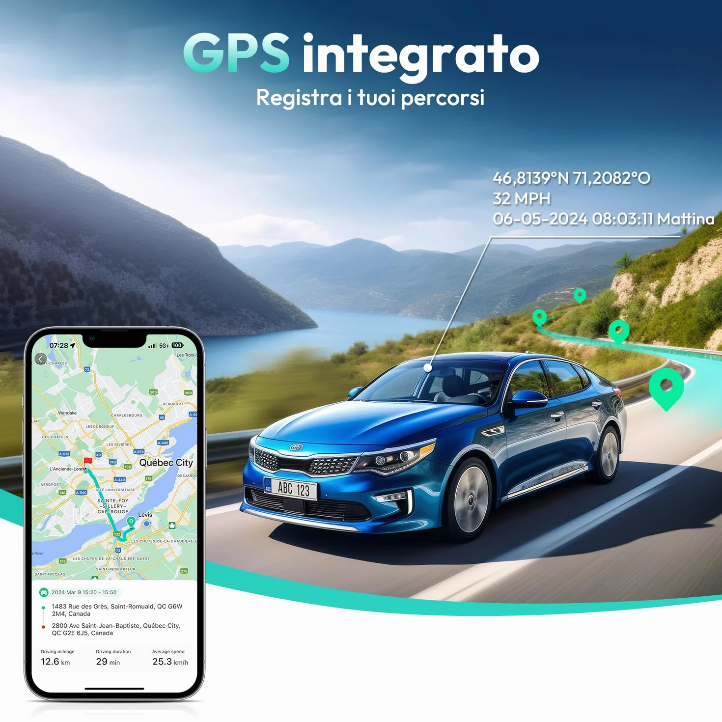 BOTSLAB Dash Cam Auto 4K+1080P con GPS e WiFi, Telecamera Auto Fronte/Retro SD 64GB inclusa, ADAS, Visione Notturna, Grandangolo 170°WDR, IPS da 2,45",Registrazione in Loop, Parcheggio 24 (G980H)