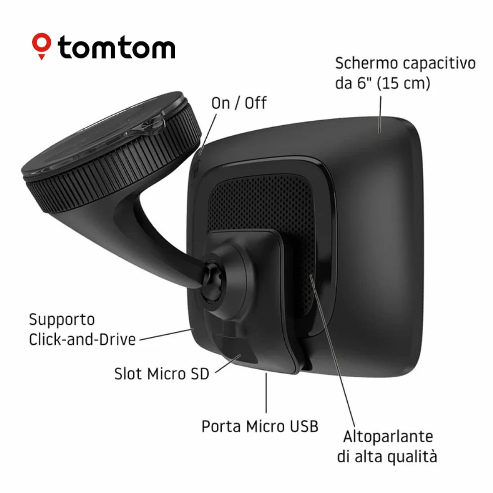 TomTom Navigatore satellitare per camper e roulotte GO Camper Tour (schermo da 6", PDI dedicati per camper e roulotte, aggiornamenti Wi-Fi, TomTom Traffic, avvisi autovelox e mappe dell'Europa)