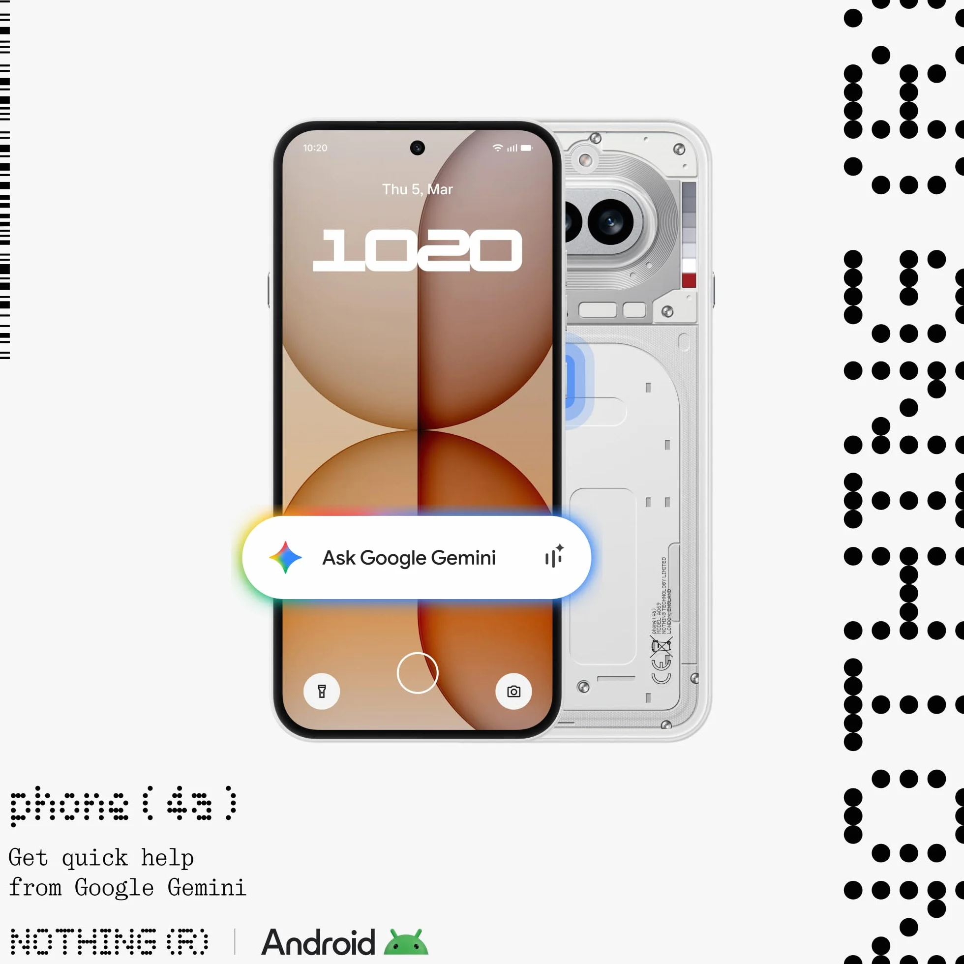 Nothing Phone (4a) - Tripla Fotocamera 50MP, Ultra Zoom 70x, Smartphone Trasparente, Batteria Lunga Durata, Ricarica Rapida 50W, AMOLED 120Hz, Glyph Bar, 12GB+256GB - Bianco