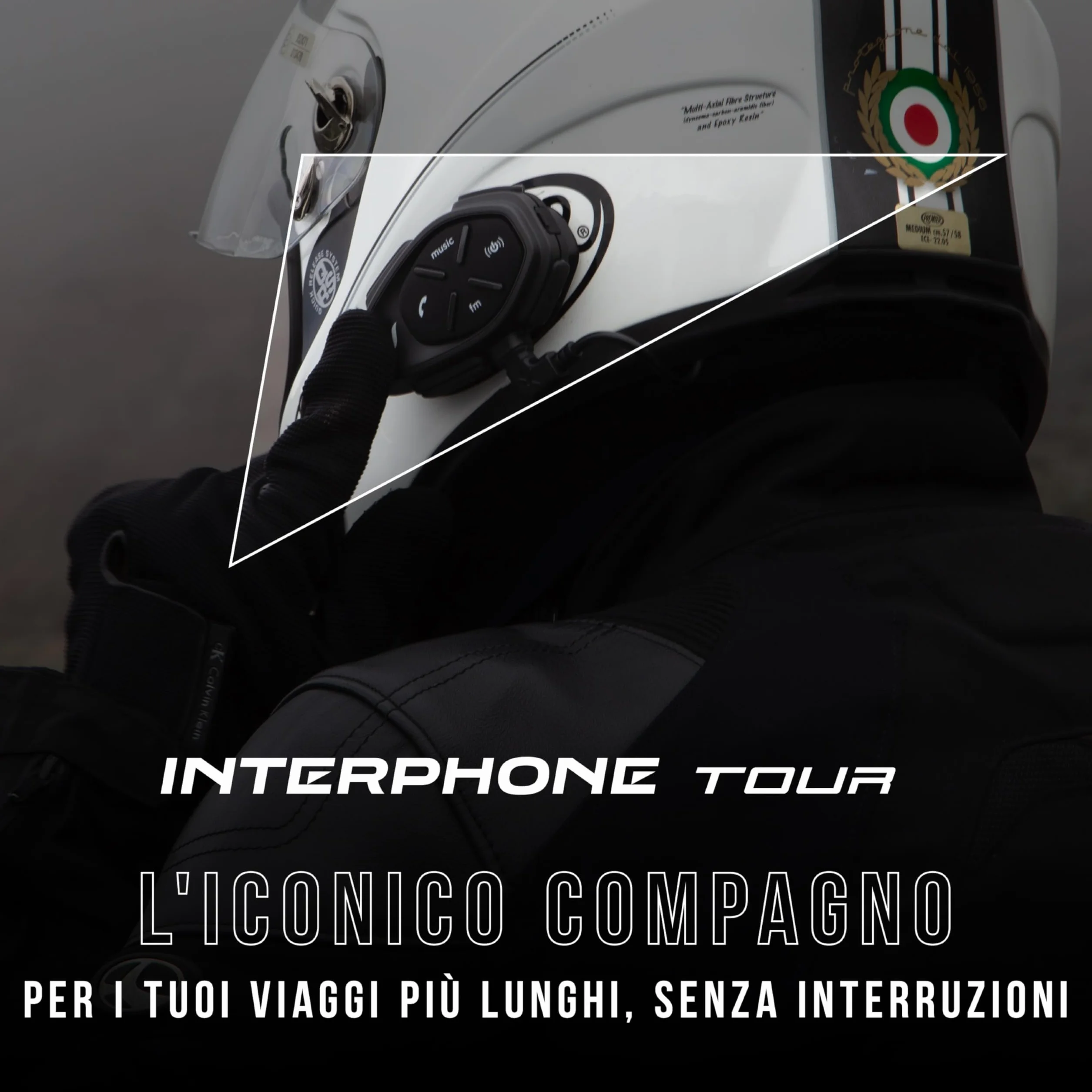 INTERPHONE TOUR - Doppio - Interfono Moto Bluetooth, Fino a 4 Motociclisti, Distanza 1.5 Km, Autonomia 25 Ore, Fast Charge, Radio, Mp3, GPS, Impermeabile, Universale.