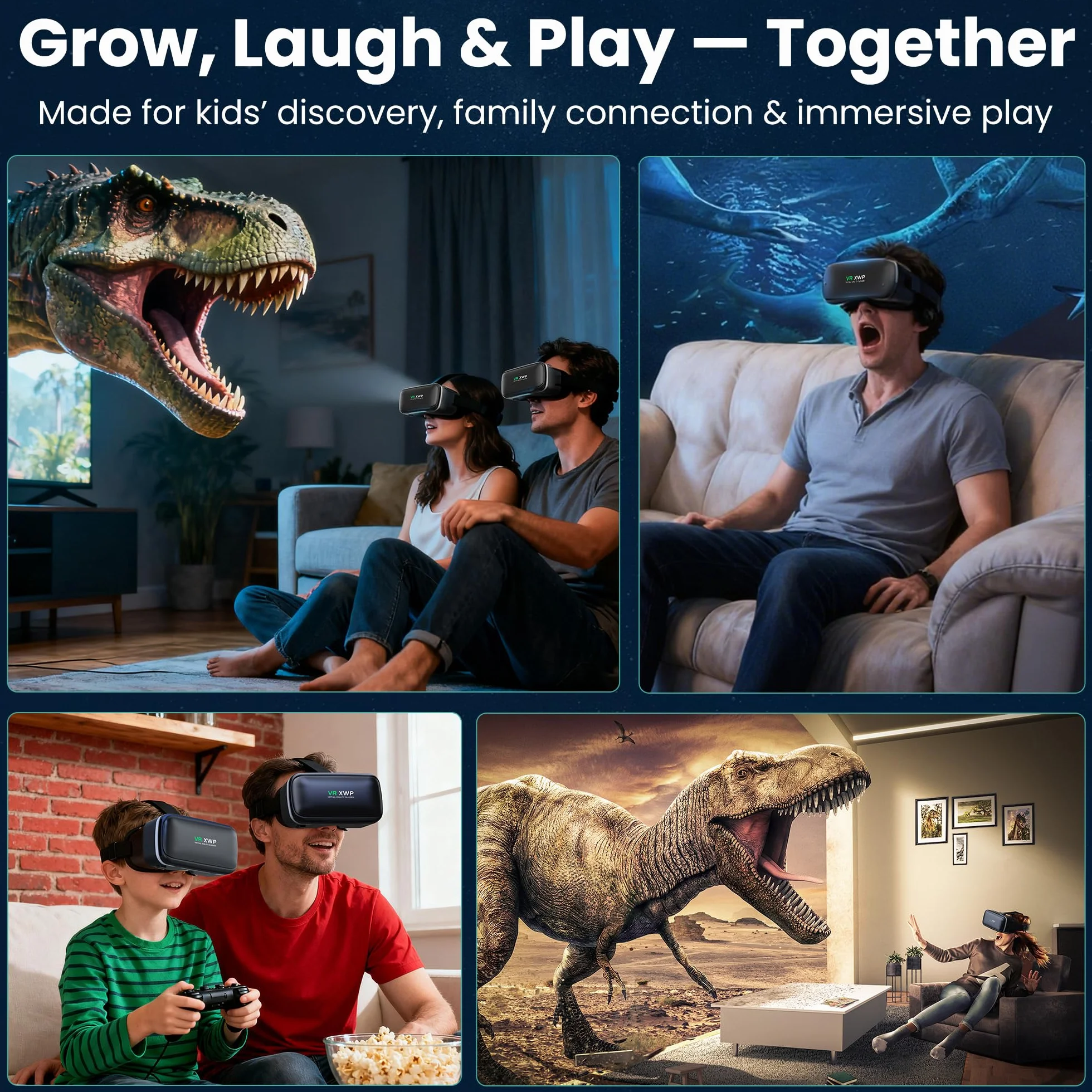 XWP Visore Realtà Virtuale 3D, Occhiali VR Con Lenti HD Anti Luce Blu Per Smartphone, Per iPhone E Android (4,7–6,8"), Ideali Per Giochi E Visione Di Film, Regalo Di Compleanno Per Amici E Famiglia
