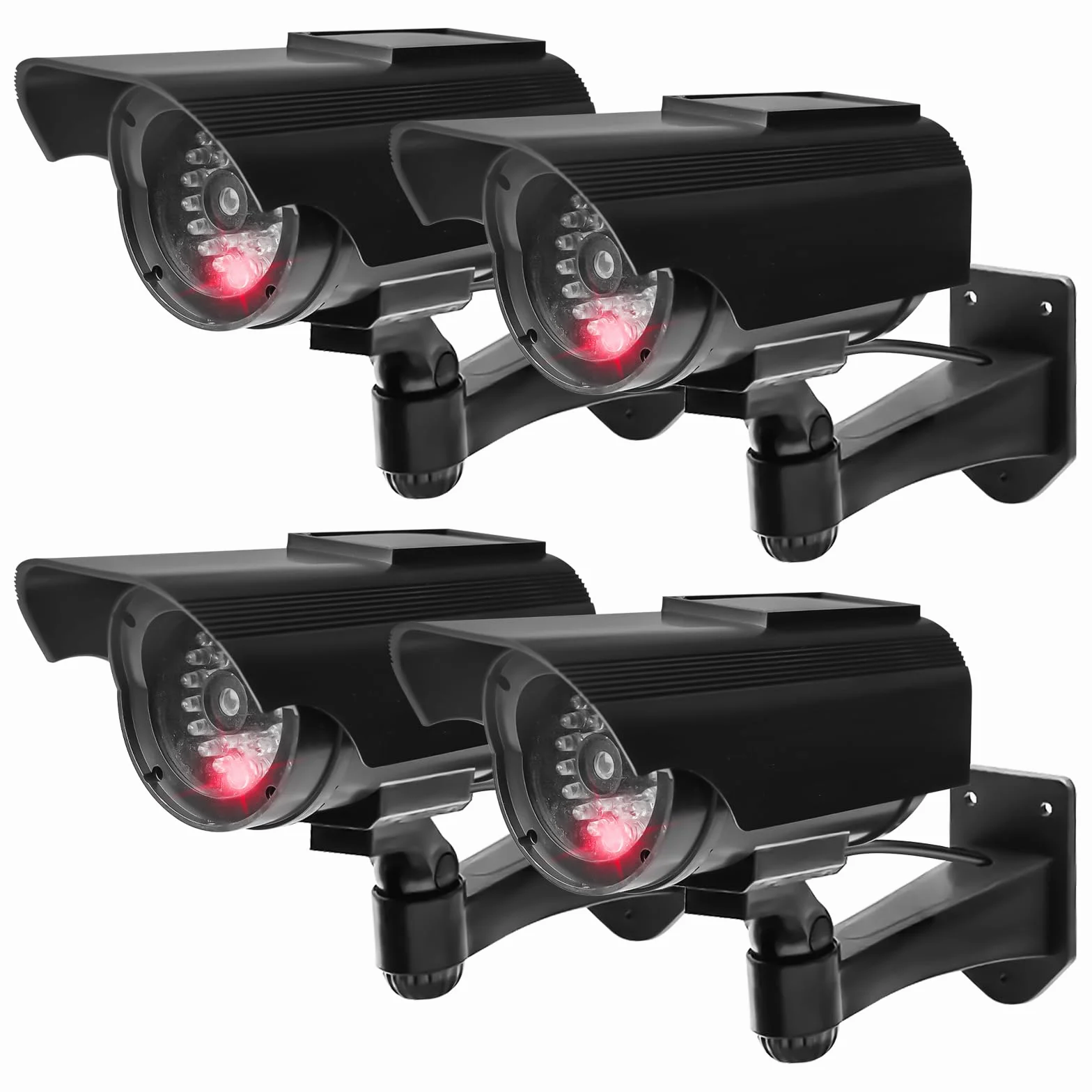 Telecamera di sorveglianza finta solare 4 pezzi con LED lampeggiante per esterno parete soffitto