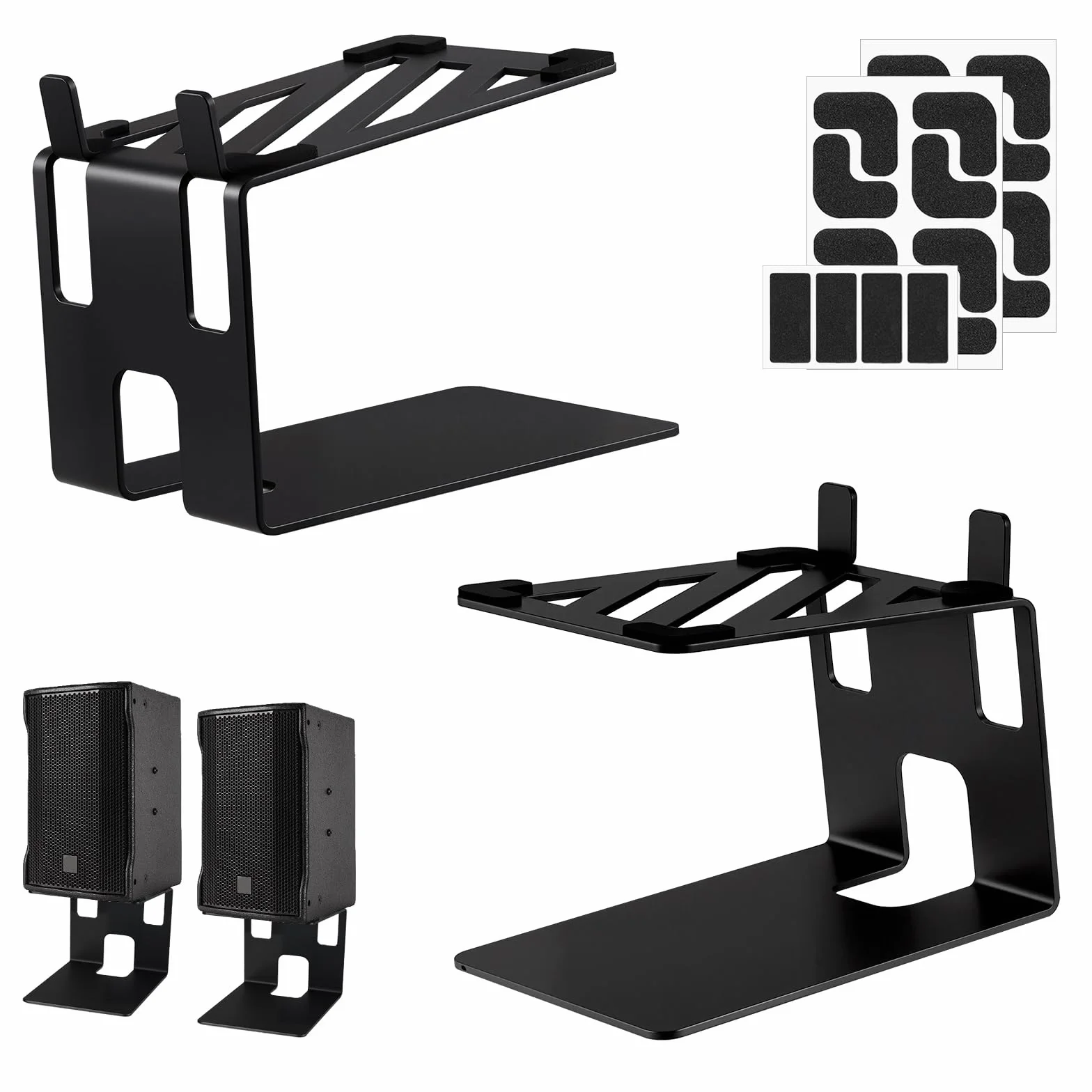 2 Supporti per Altoparlanti da Tavolo, Capacità di Carico: 20kg per Supporti Audio per Altoparlanti per Computer, Supporti Audio da Scrivania in Acciaio al Carbonio, Inclinazione di 5° (A)