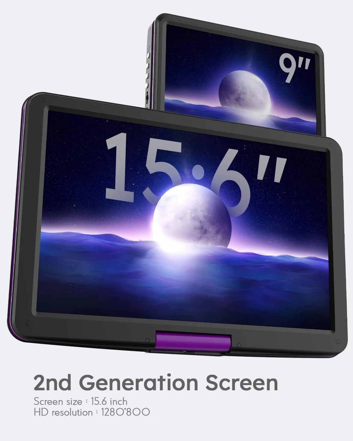BOIFUN 17.5" Portable DVD Player with 15.6" Large HD Swivel Screen, 6 Hours Rechargeable Battery, Support USB/SD Card/Sync TV and Multiple Disc Formats DVD Player, High Volume Speaker, Purple