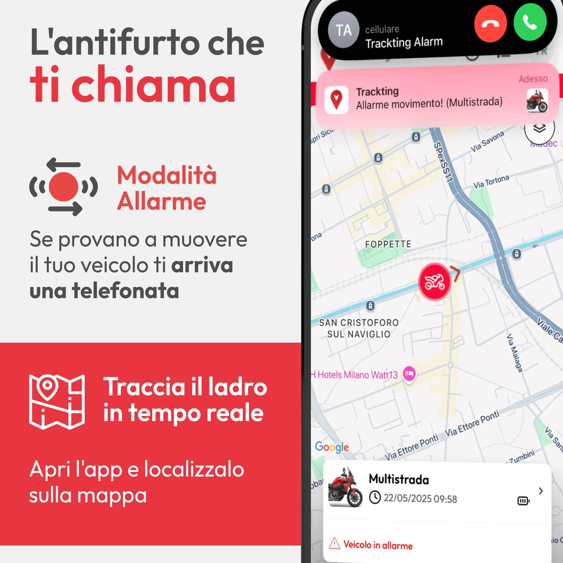 Trackting SMART V3 Europa - Antifurto GPS localizzatore per Auto e Moto - SIM integrata Senza Canone LTE-M/Edge - No cavi - Batteria record - Telefonata Allarme