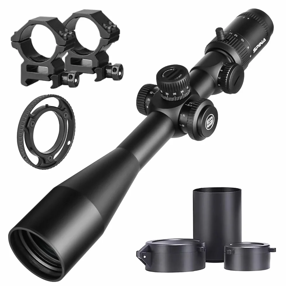 SPINA OPTICS 4-16x44/6-24x50 SFP Riflescope Mil-dot Reticle 20mm Ring Mounts Impermeabile Fogproof Nero 30mm Tubo