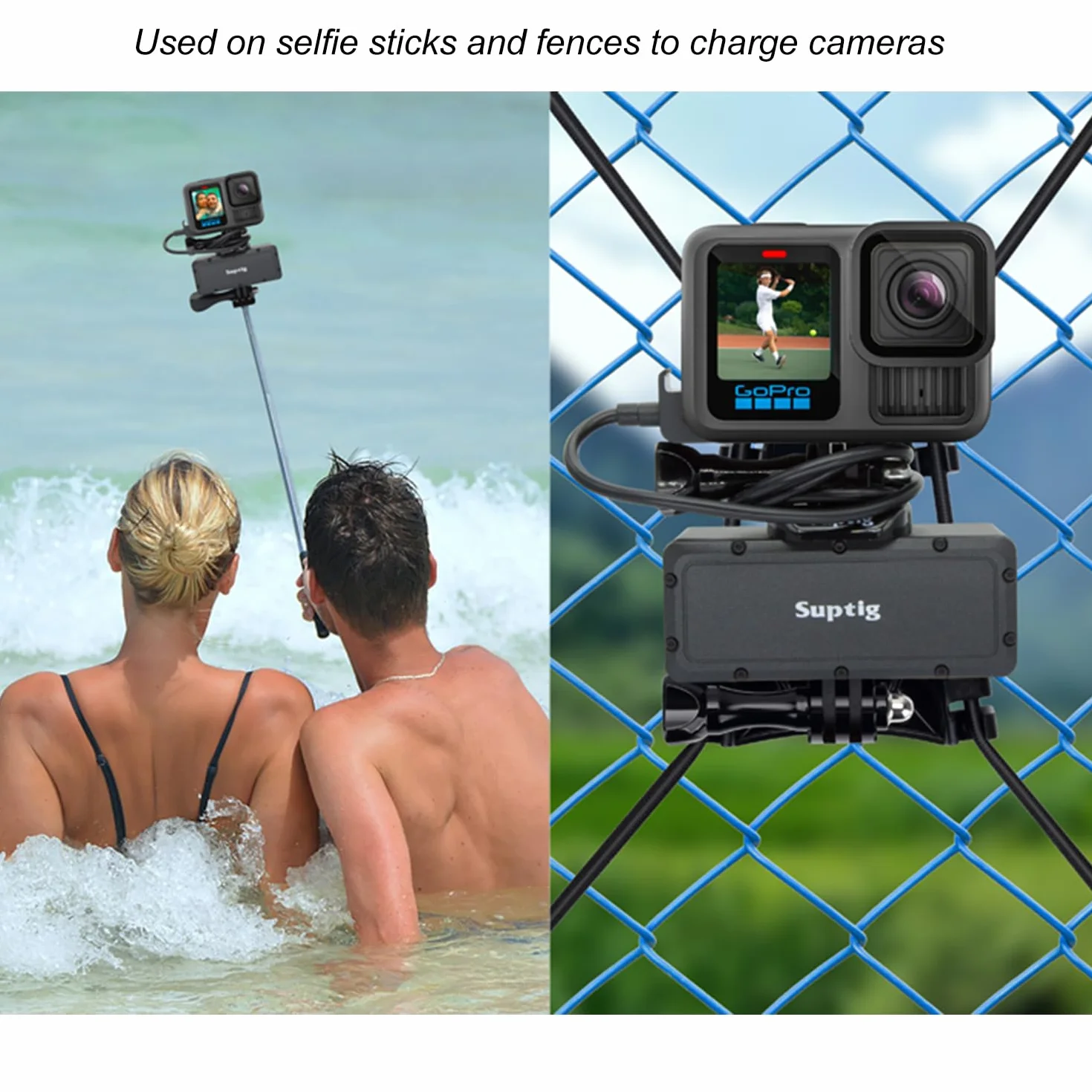 Suptig Caricabatterie portatile, power bank, caricabatterie compatibile con GoPro Hero 13, 12, 11, 10, 9, 8, 7, 6, 5, 4, 3, 3+, Session, DJI Osmo, Insta 360 Action