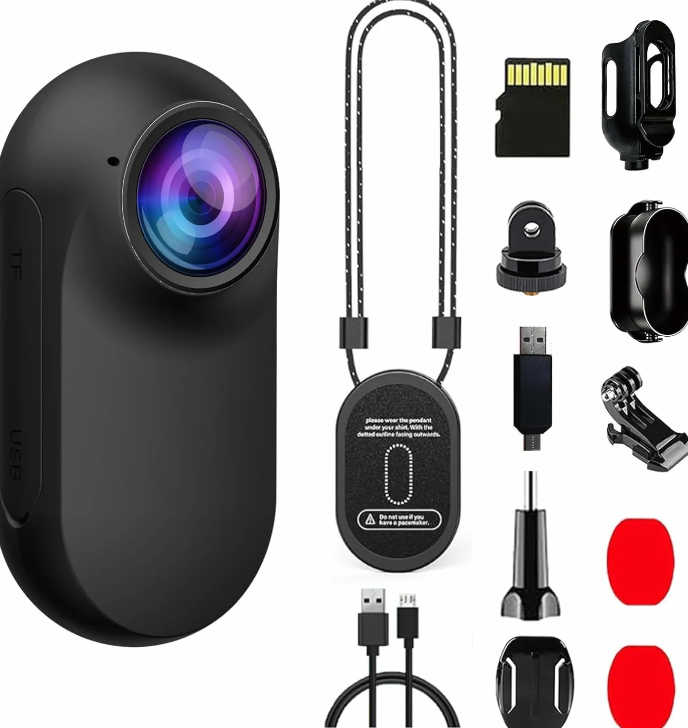 Xilecam Mini Action Cam 1080p Telecamera Animali Telecamere Nascoste da Esterno Body Cam e Accessori（Nero）