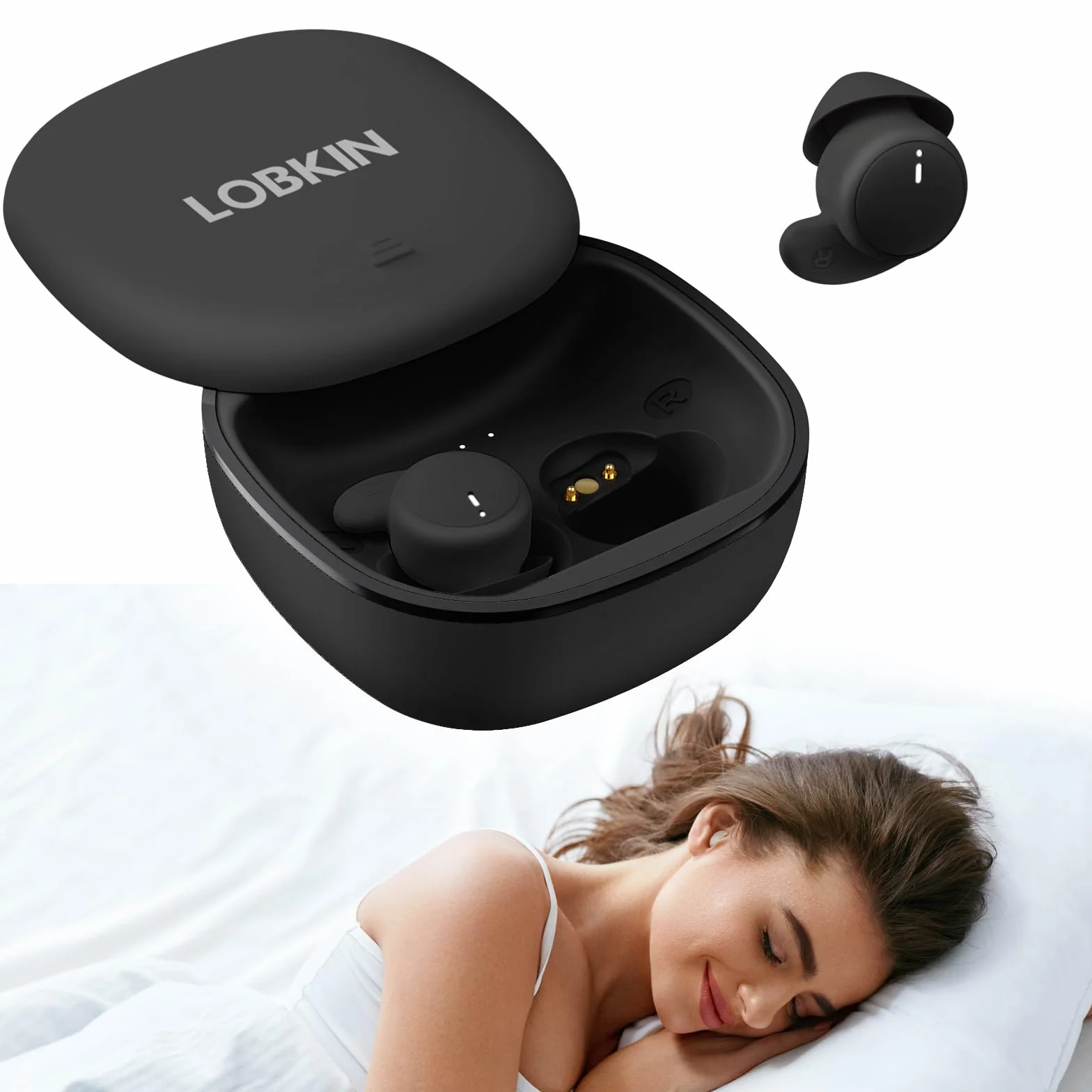LOBKIN Cuffie Per Dormire, Cuffie Antirumore Per Dormire,Mini Auricolari Invisibili Bluetooth 6.0 In Silicone Liquido,Auricolari Per Dormire, Adatte Per Sport, Yoga e Viaggi