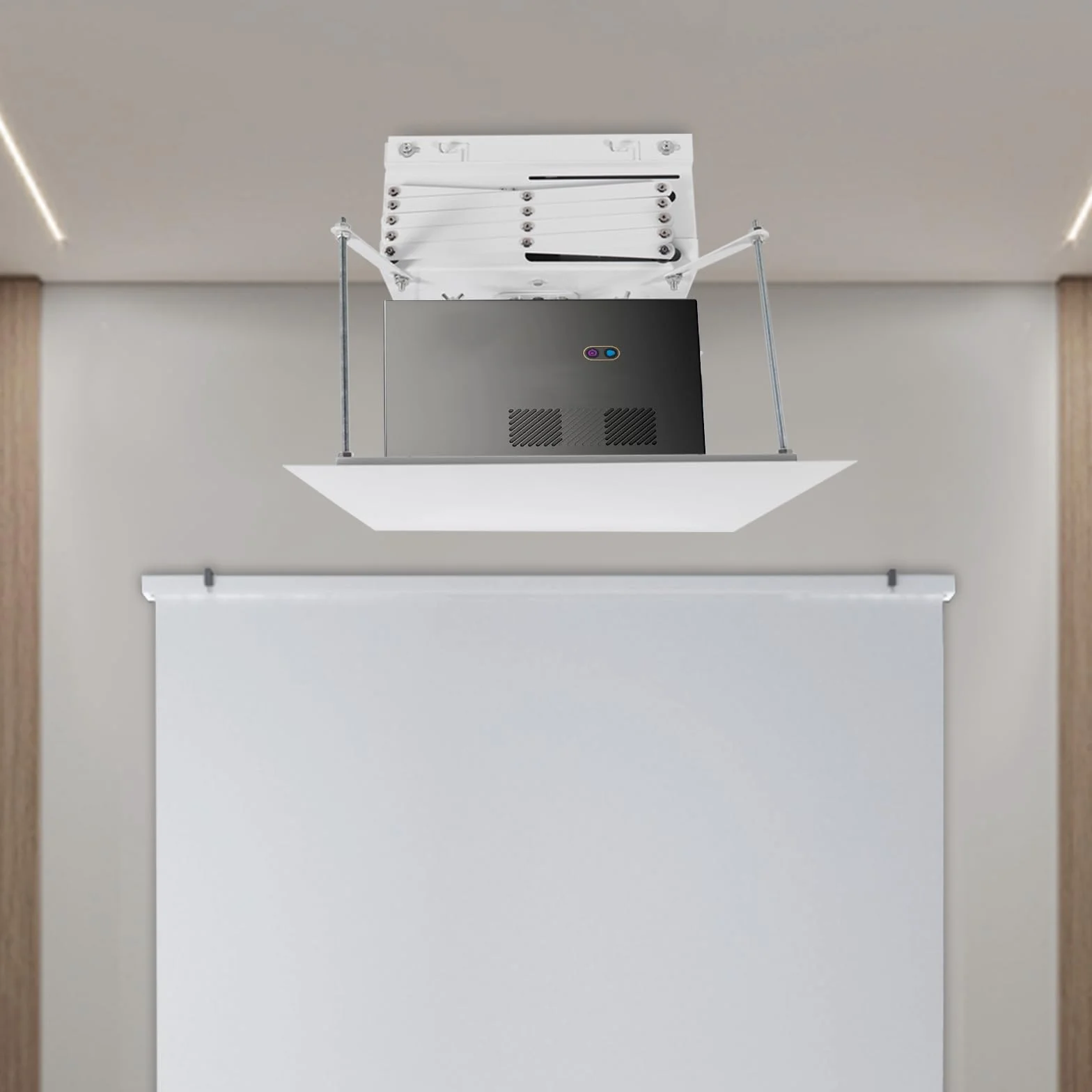 Supporto motorizzato per proiettore, 35 x 28 x 16 cm, portata fino a 10 kg, con telecomando per scuole, sale conferenze, studi ascensore da soffitto